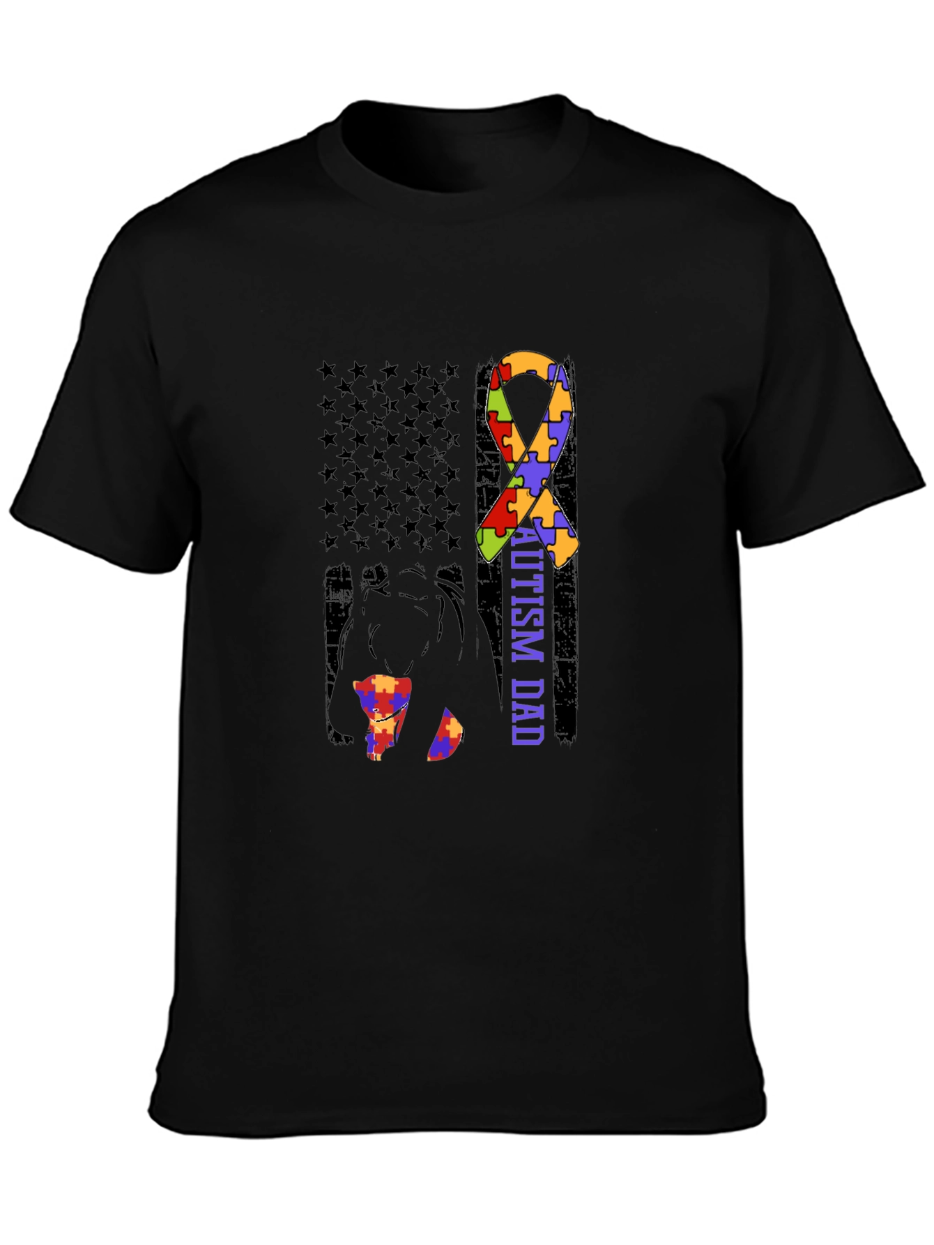 Autism Dad Awareness T-Shirt Puzzle Ribbon Design