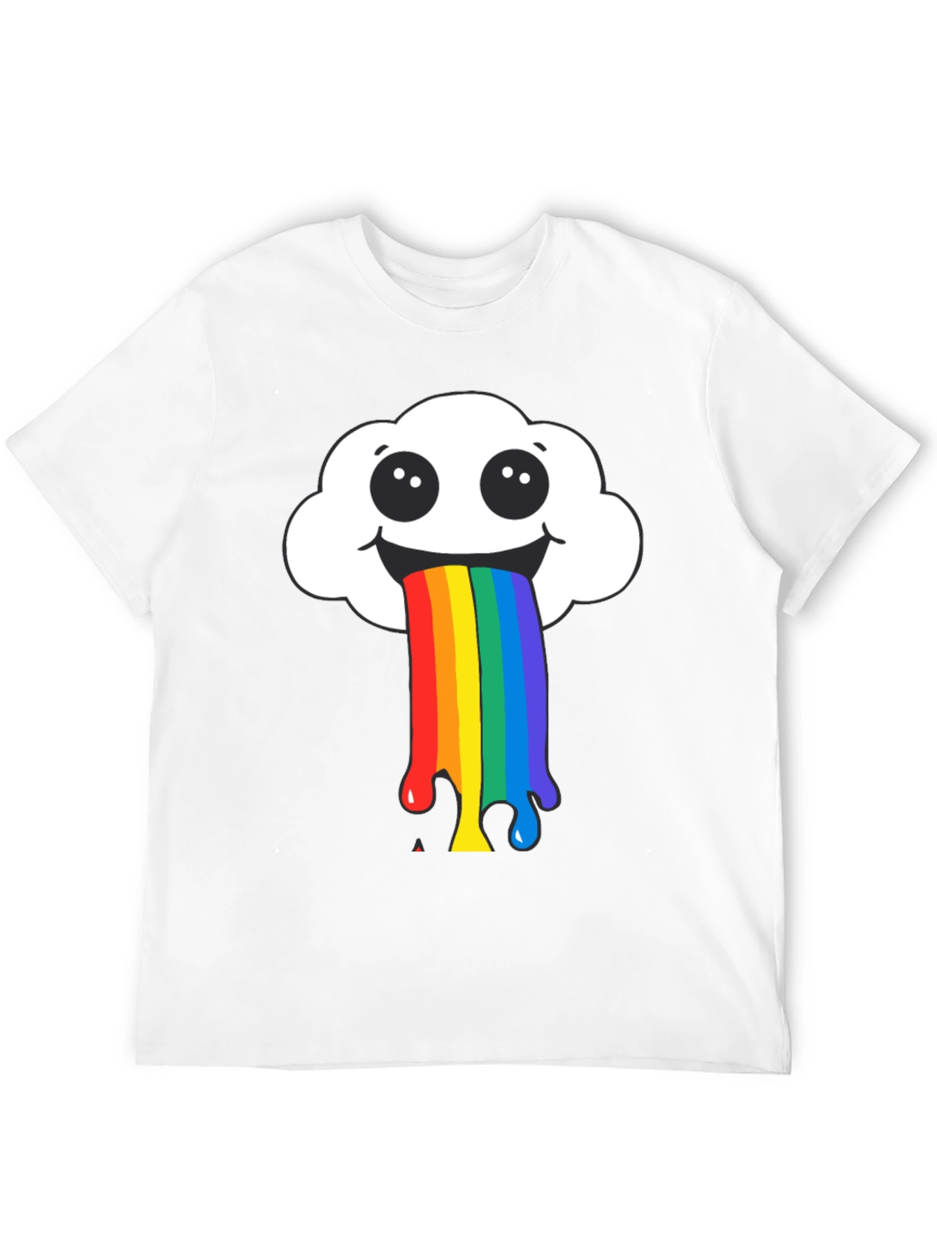 Rainbow Puke Cloud Graphic Tee - Black Cotton T-Shirt