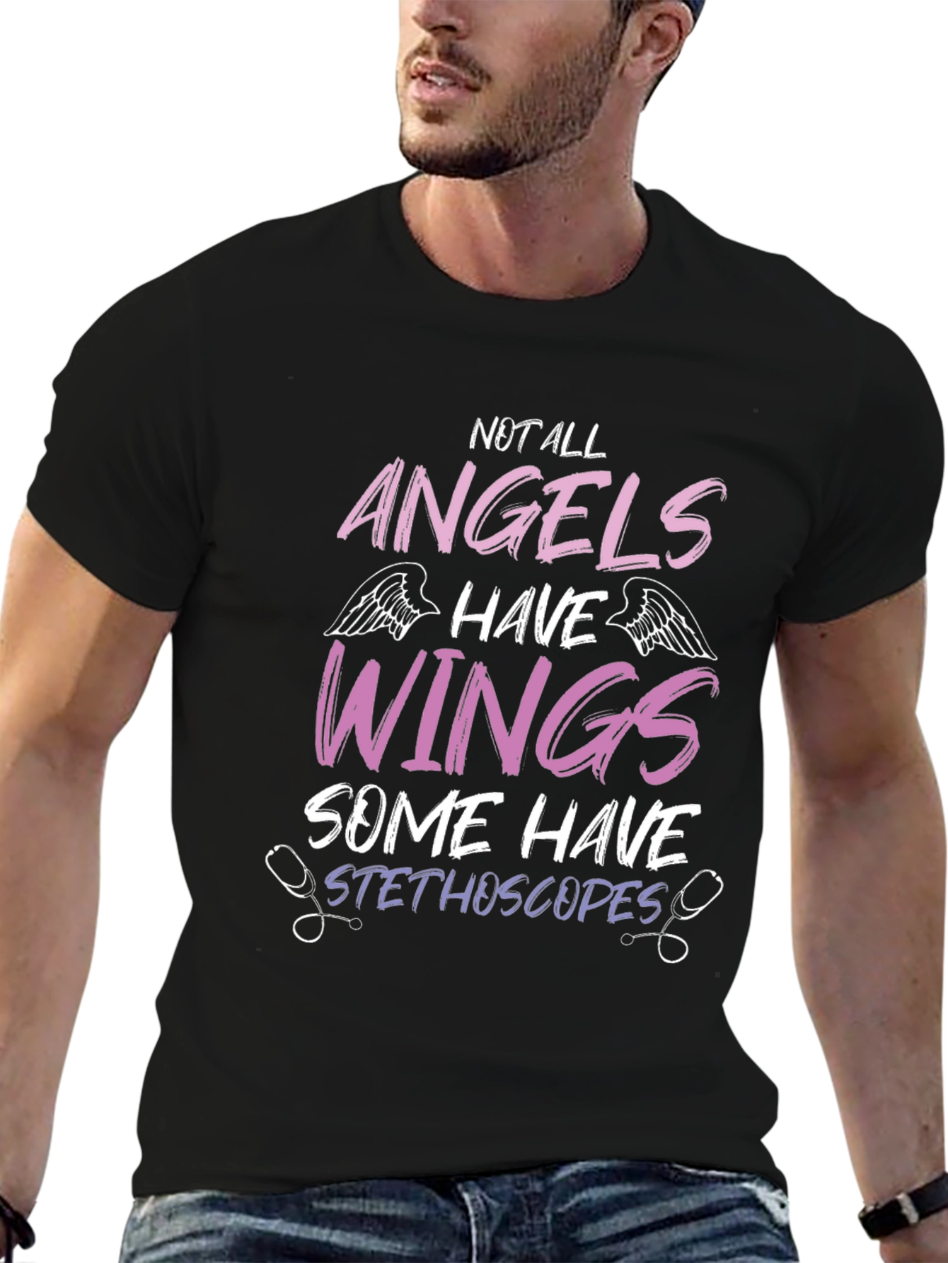 Angel Nurse T-Shirt - Stethoscope Design