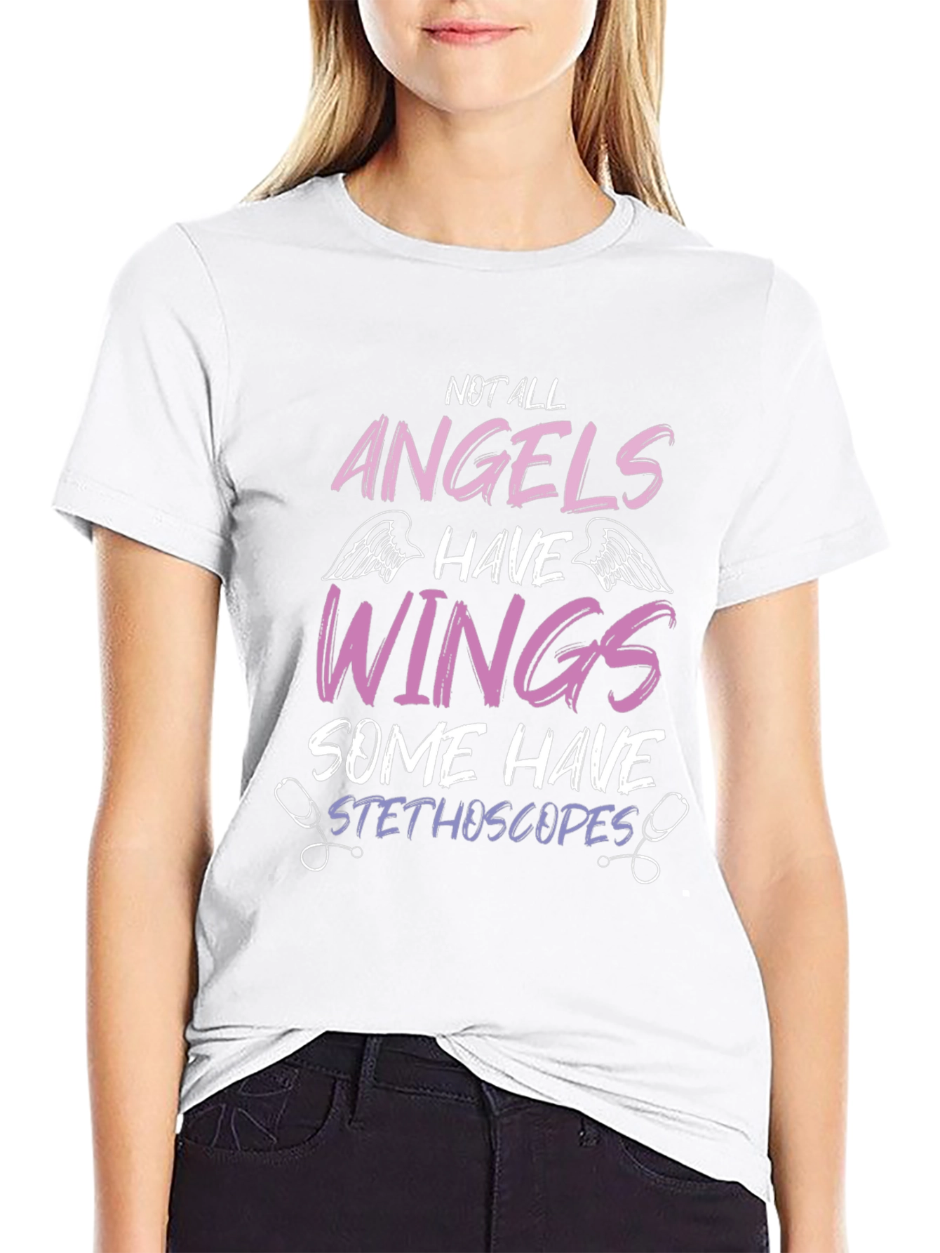 Angel Nurse T-Shirt - Stethoscope Design