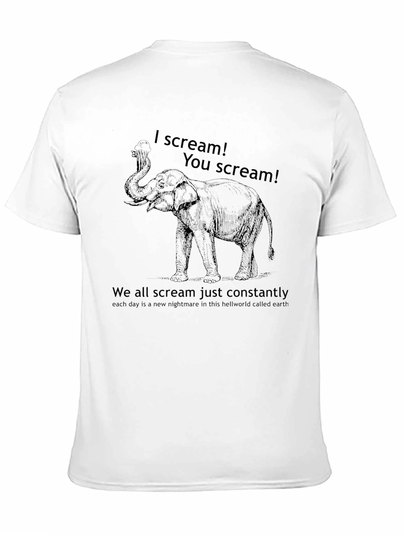 Scream Elephant Black Graphic Tee Shirt