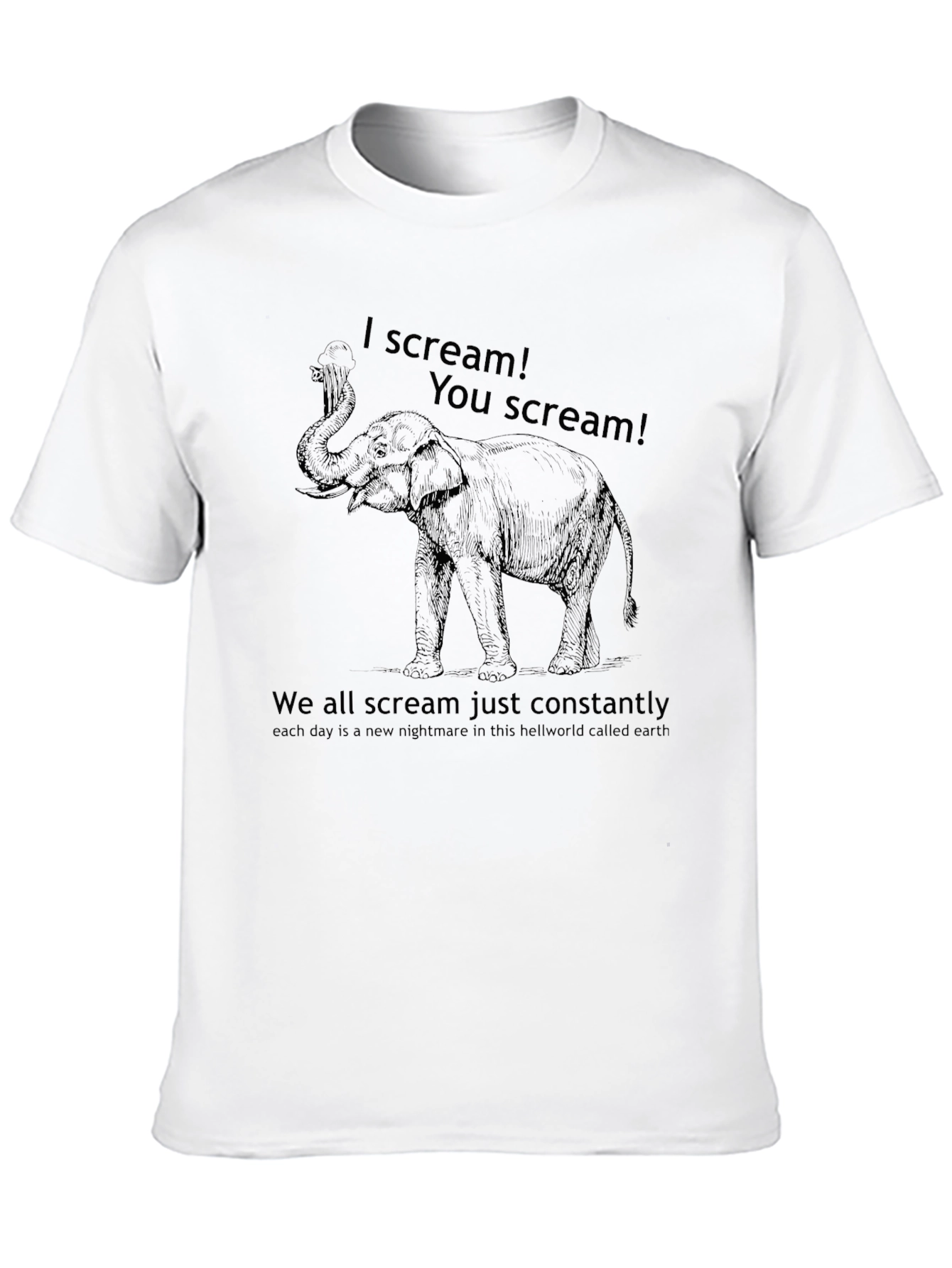 Scream Elephant Black Graphic Tee Shirt