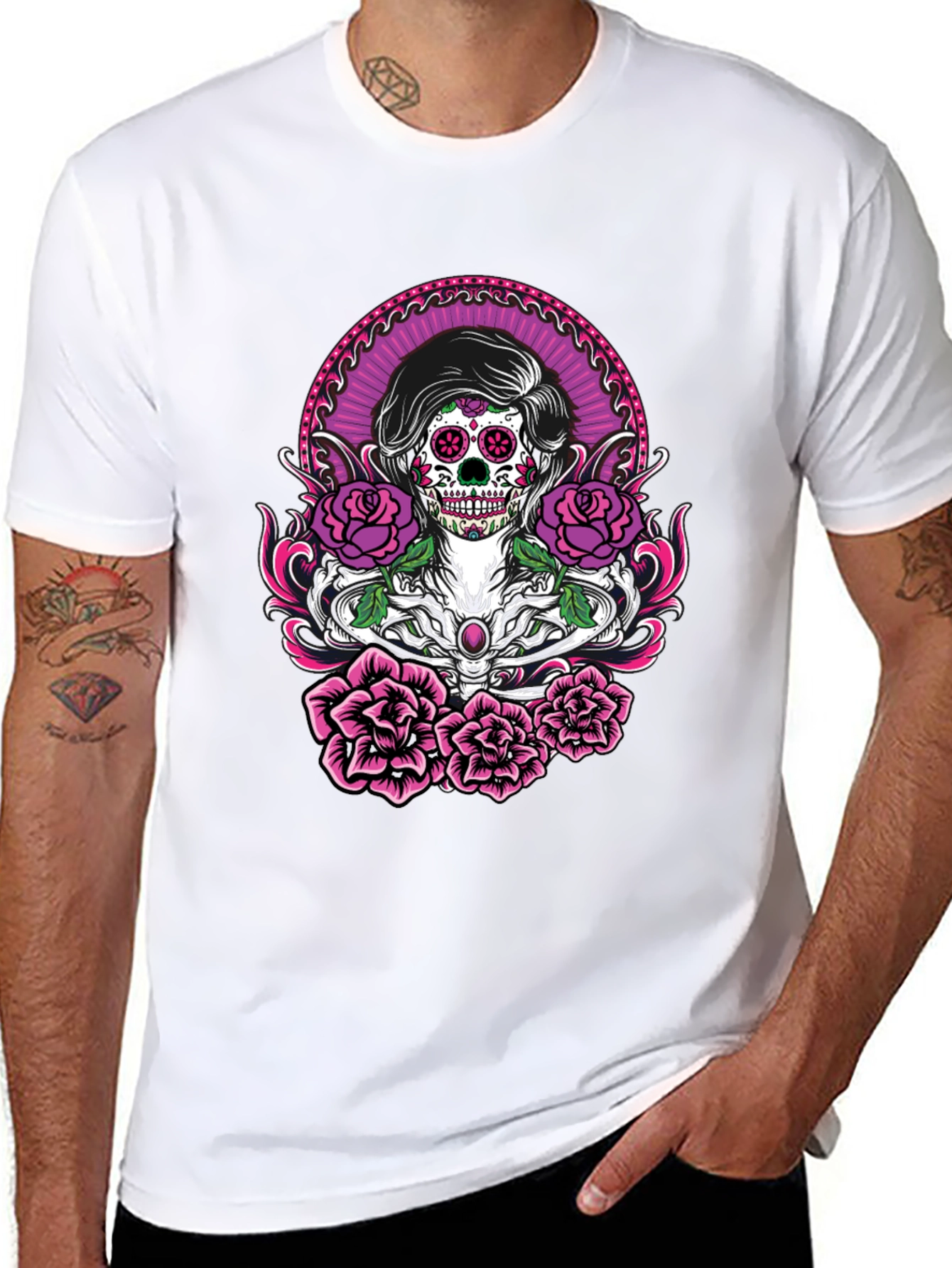 Sugar Skull Roses Graphic T-Shirt