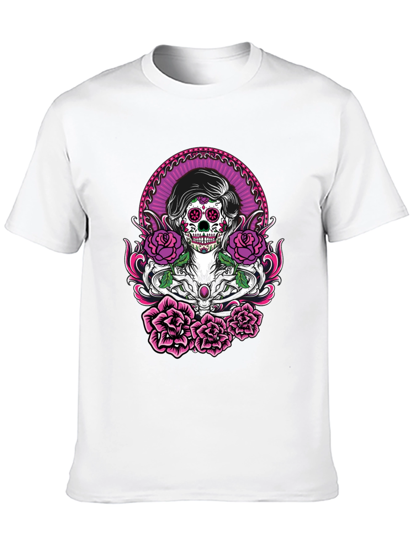 Sugar Skull Roses Graphic T-Shirt