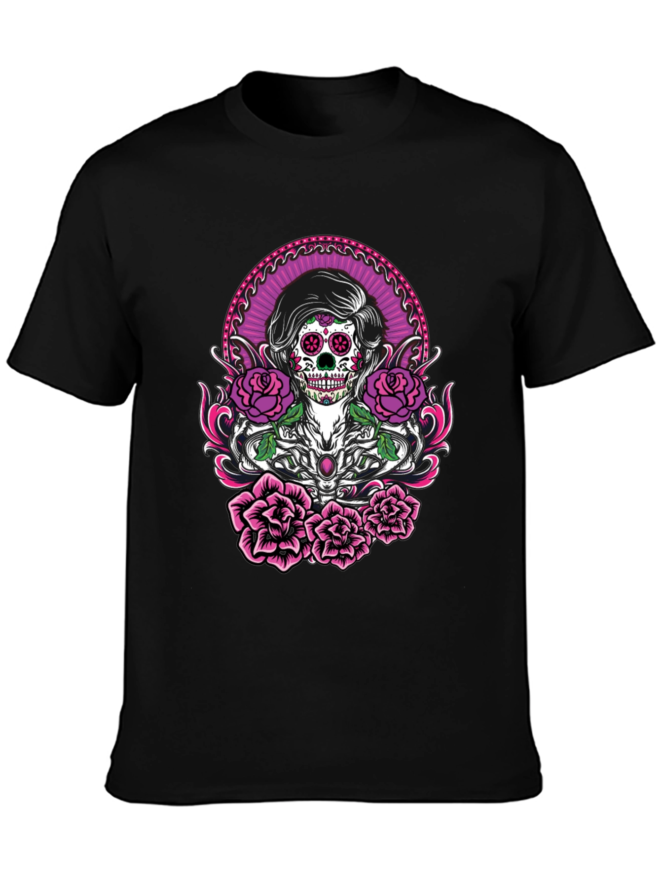 Sugar Skull Roses Graphic T-Shirt