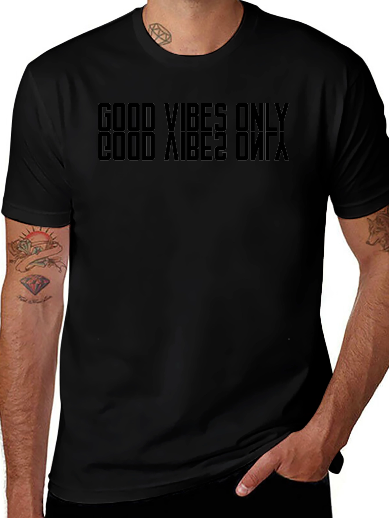 Good Vibes Only Black Graphic T-Shirt