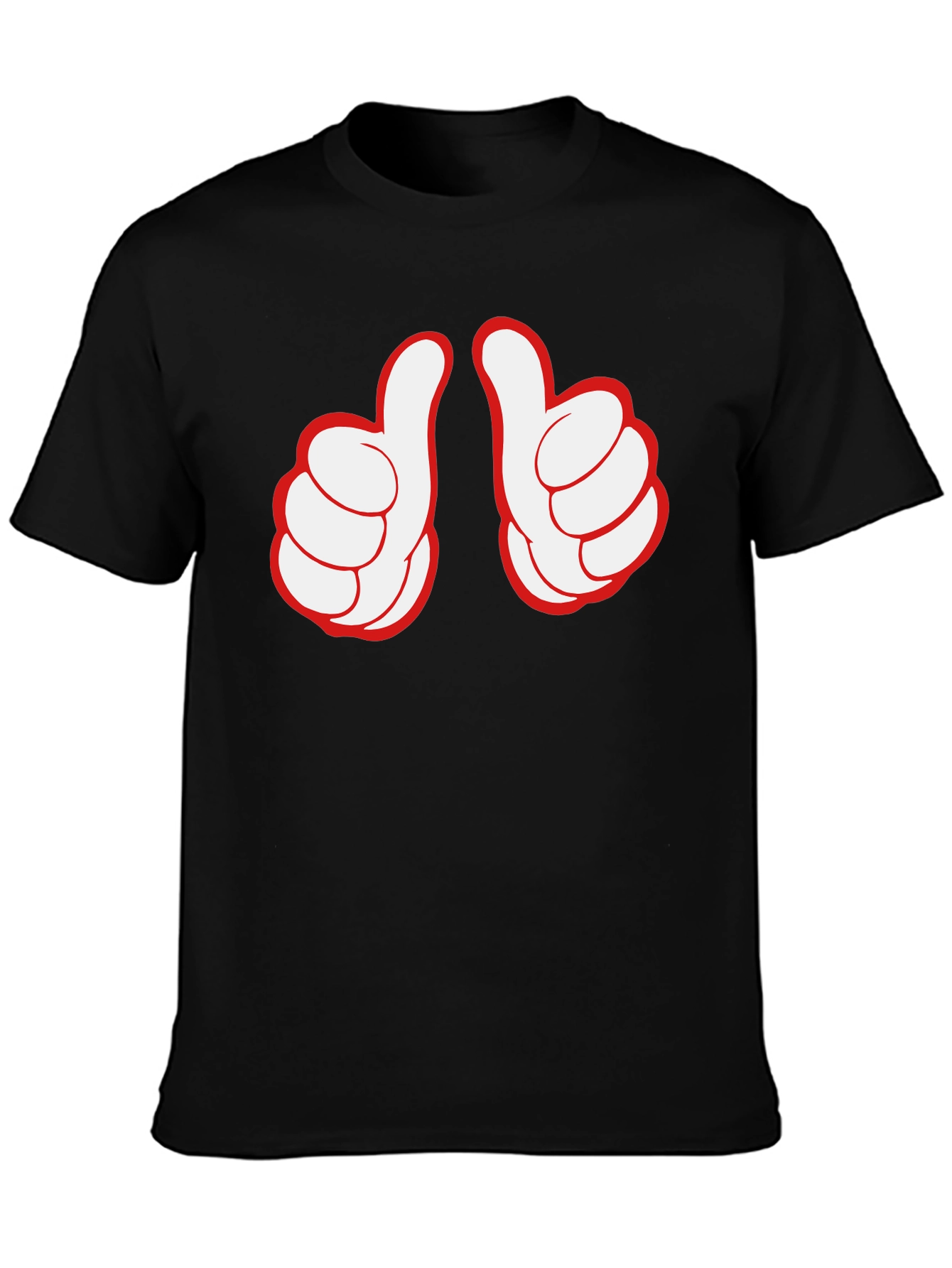 Thumbs Up Graphic Tee - Black Crew Neck