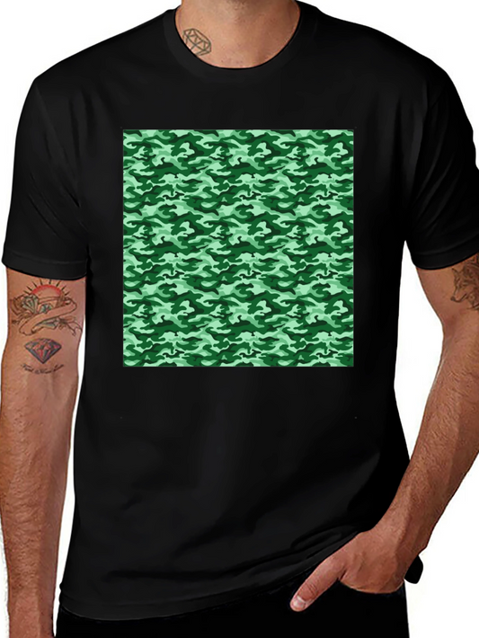 Camo Print T-Shirt - Black