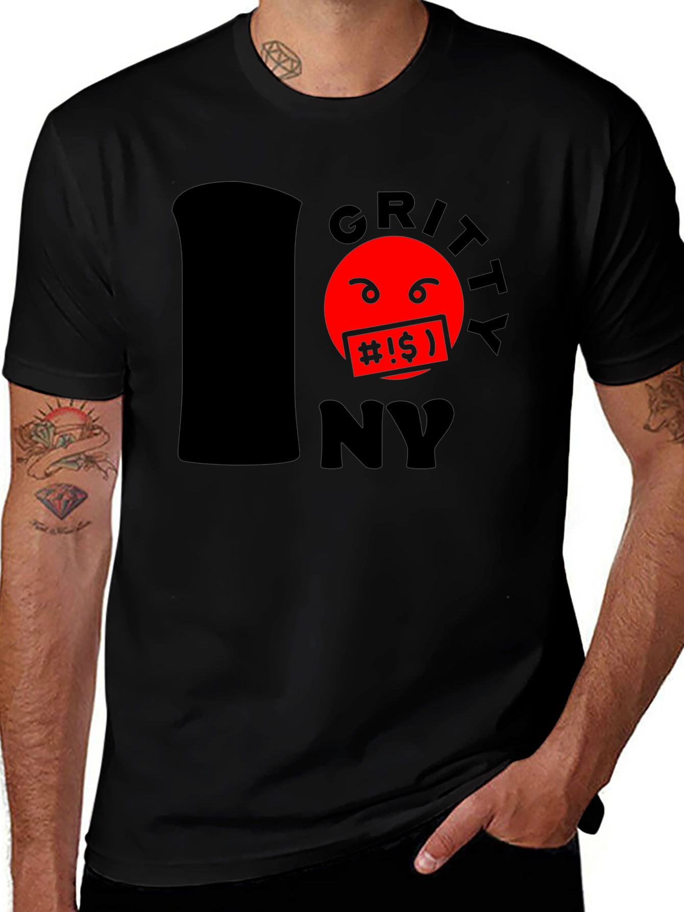 Gritty NY T-Shirt - Black Cotton Blend Tee