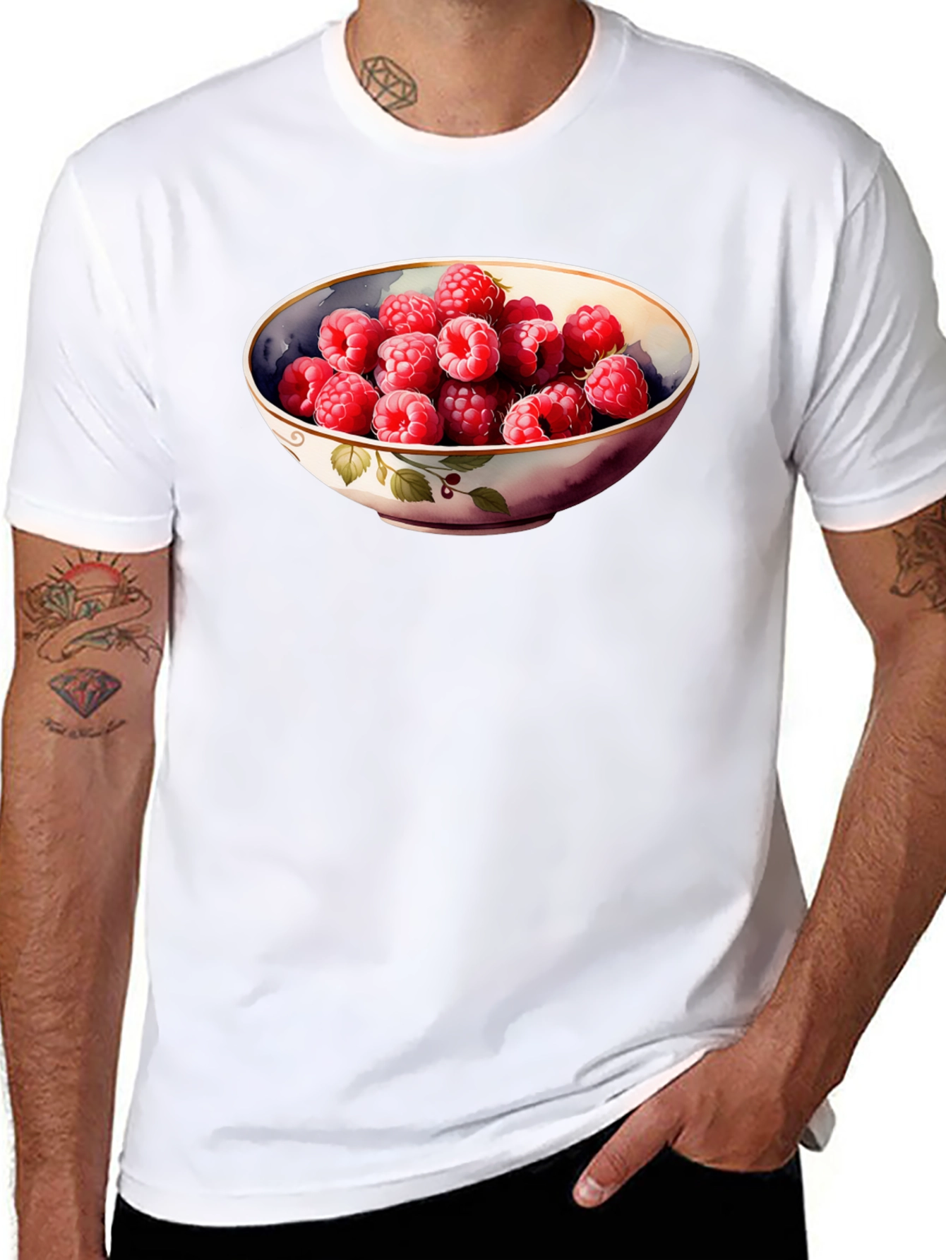 Raspberry Bowl Graphic Tee - Stylish & Unique Design