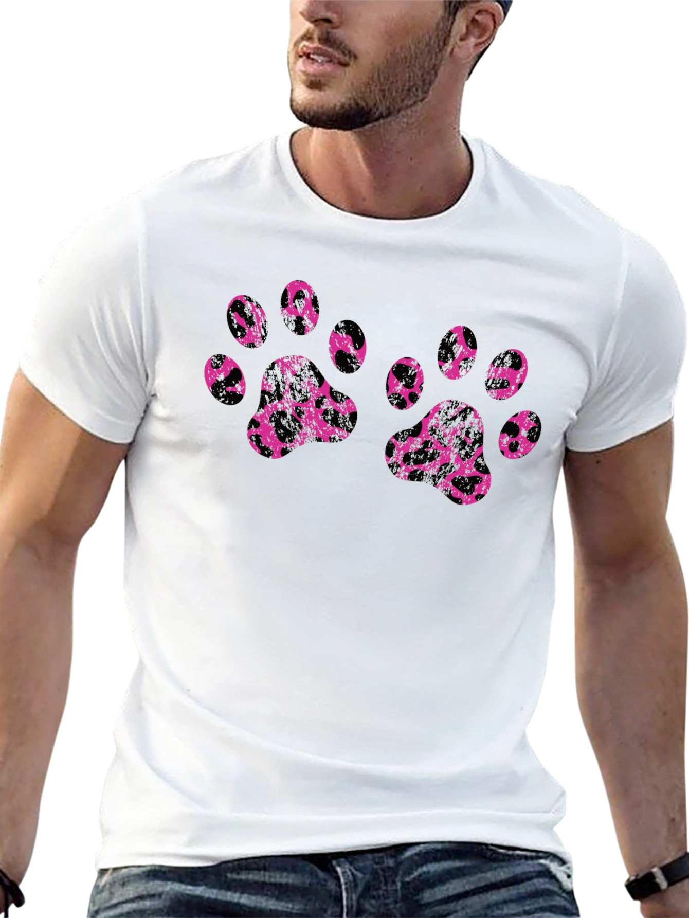 Paw Print Graphic Black T-Shirt