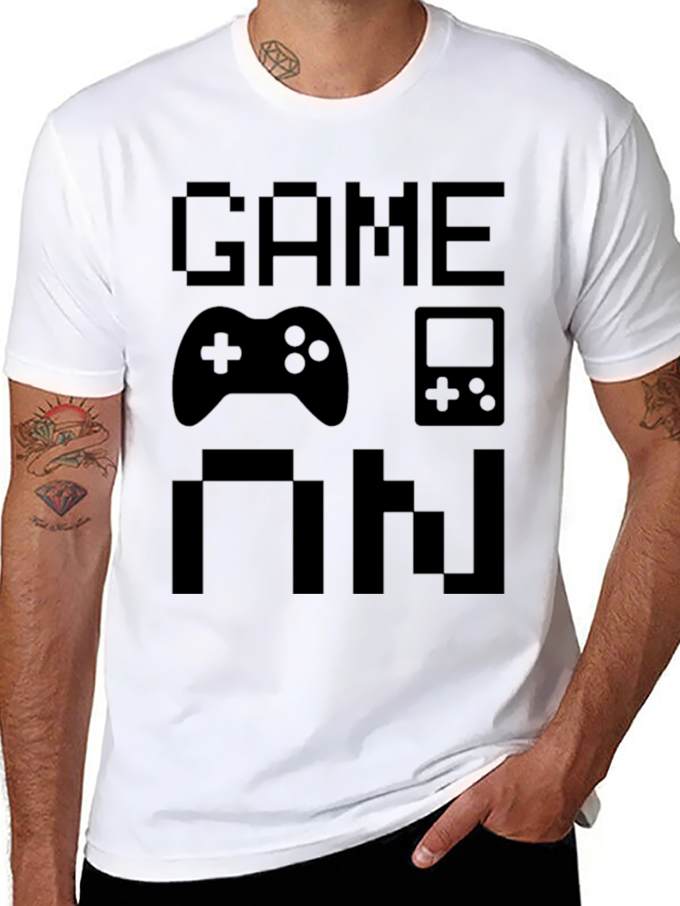 Game On Pixel Art Black T-Shirt