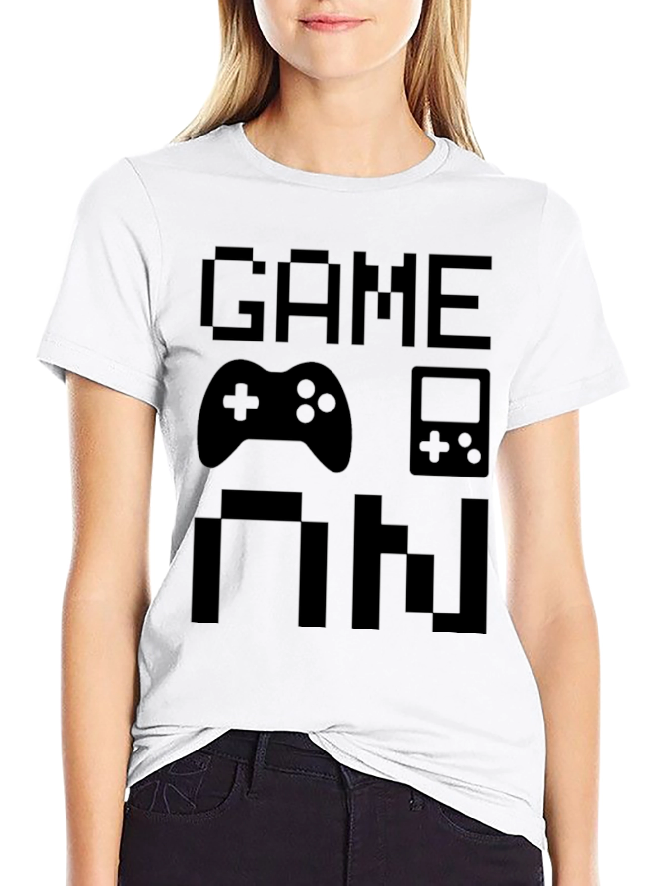 Game On Pixel Art Black T-Shirt