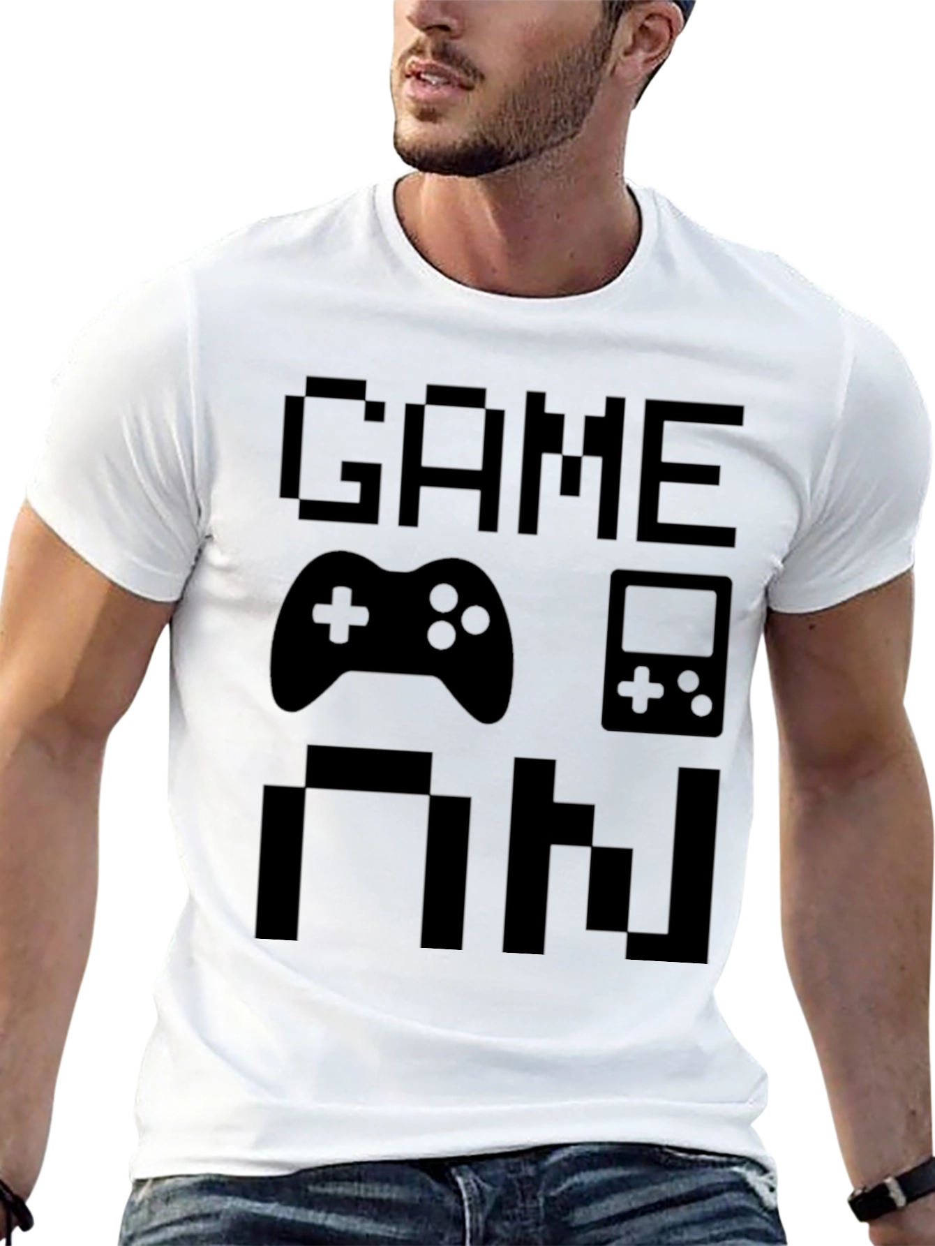 Game On Pixel Art Black T-Shirt