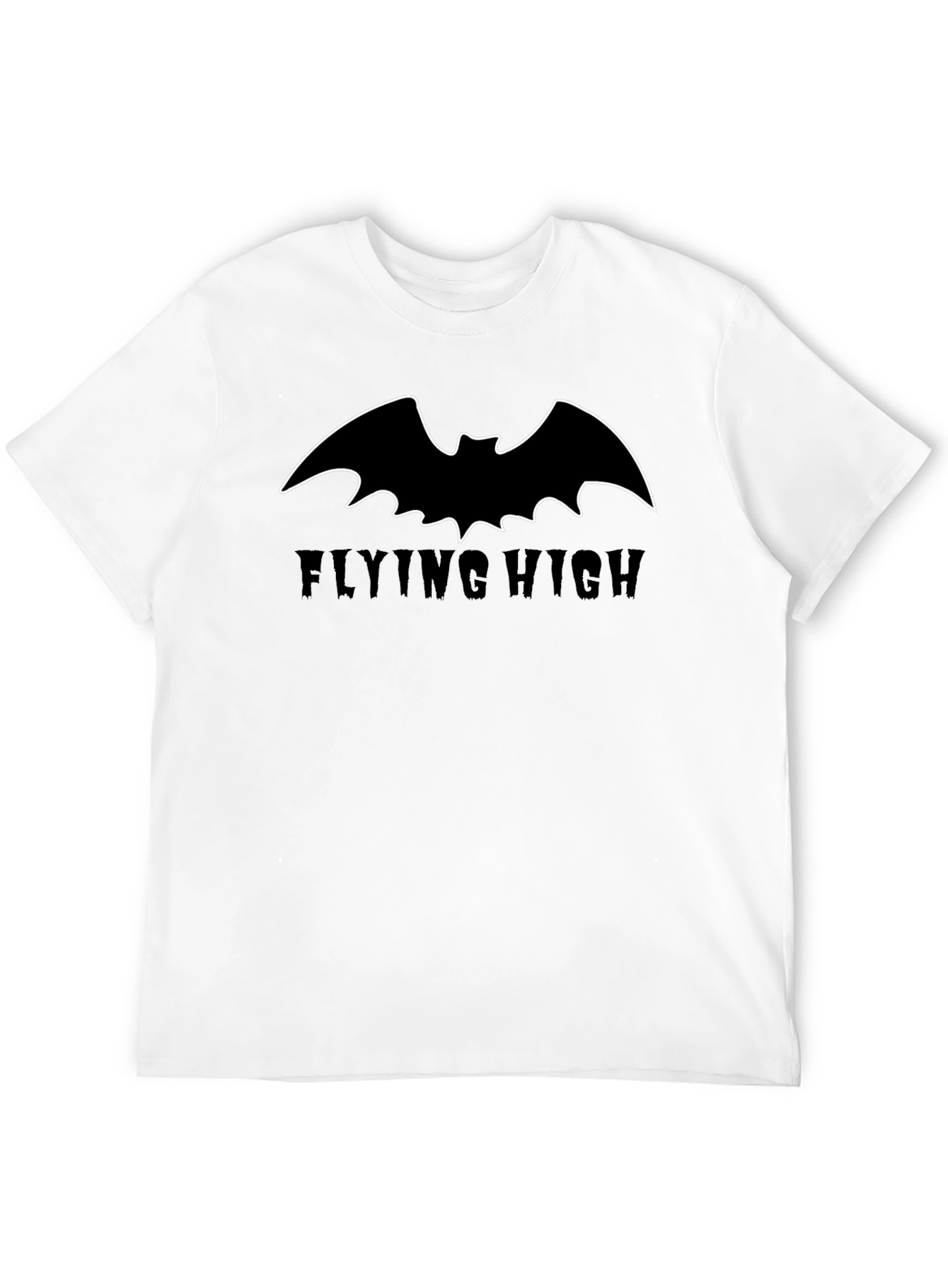 Bat Outline Flying High Graphic Black T-Shirt