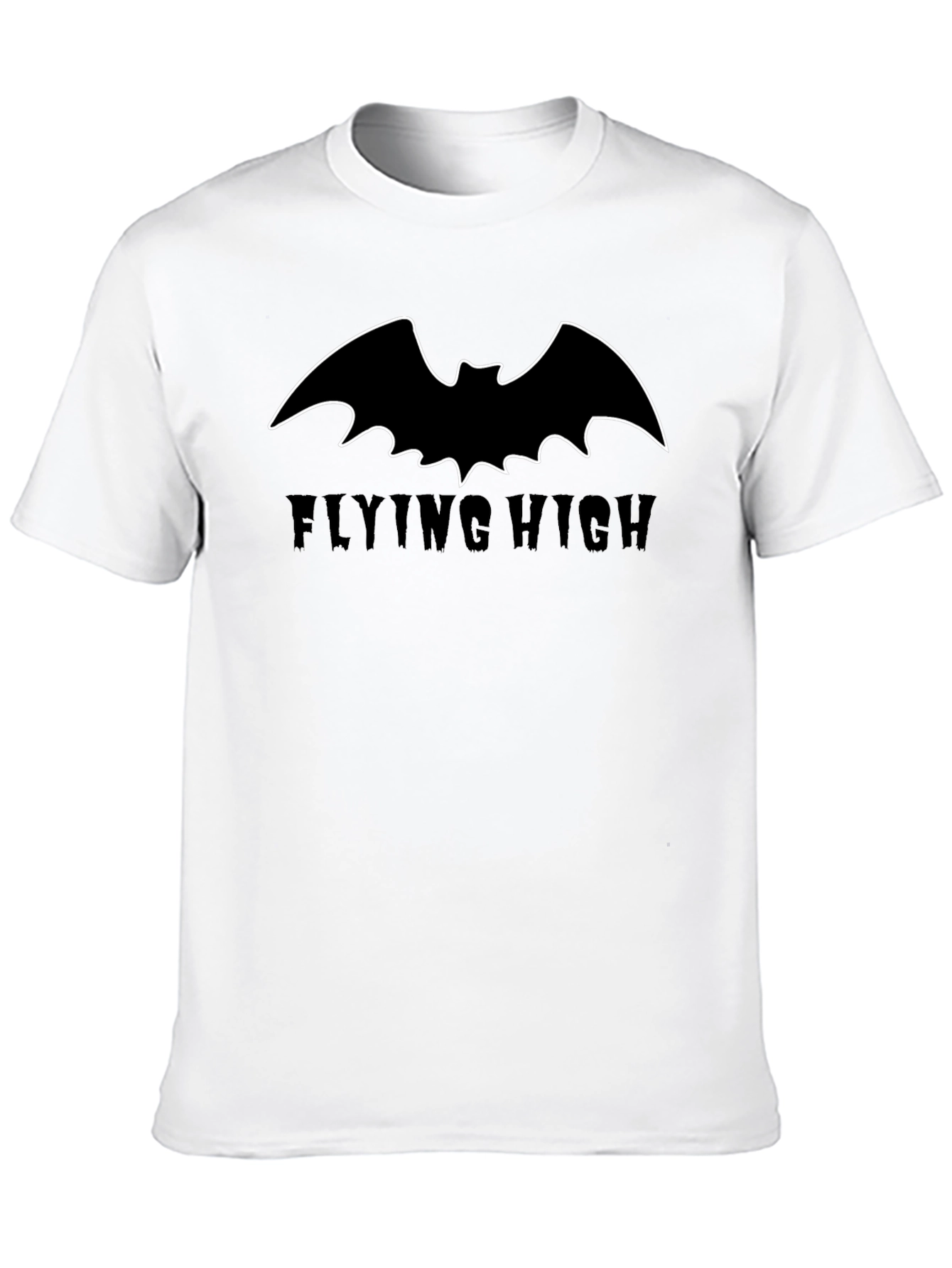 Bat Outline Flying High Graphic Black T-Shirt