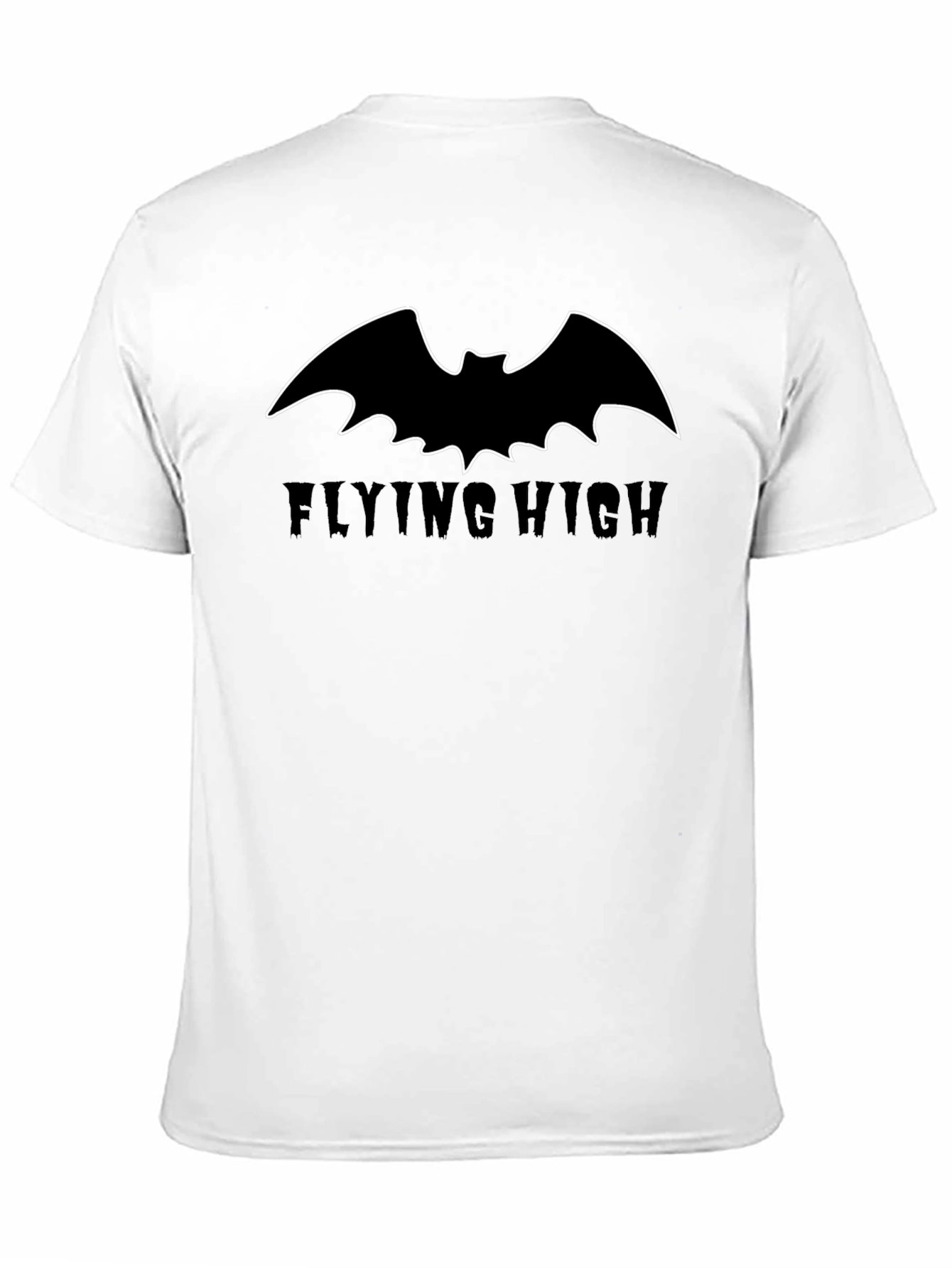 Bat Outline Flying High Graphic Black T-Shirt