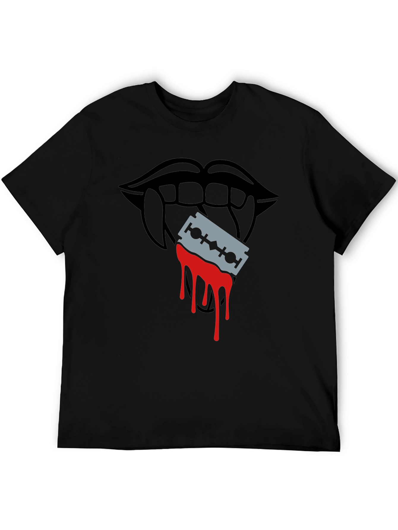 Edgy Vampire Lips Razor Blade Graphic Tee