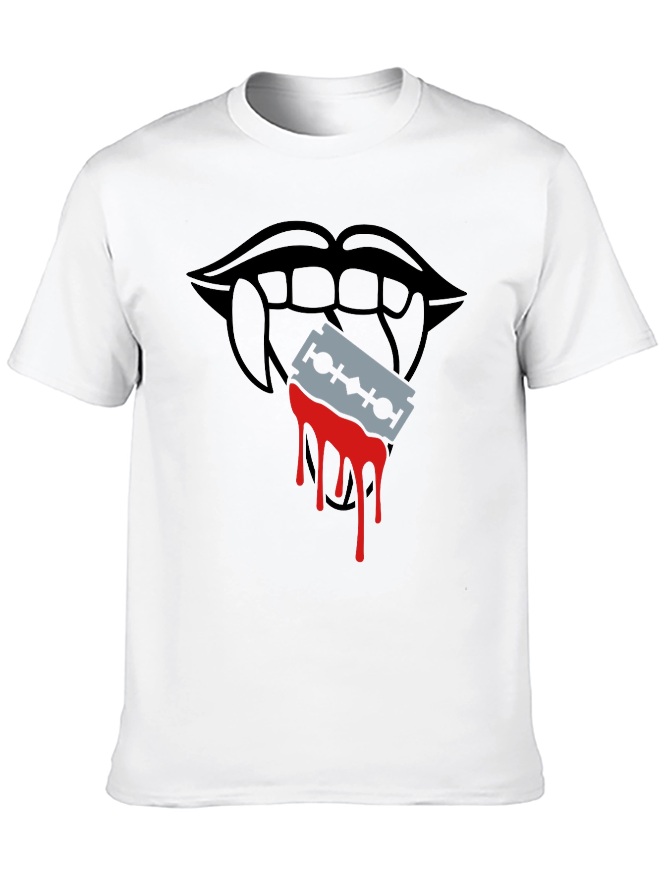 Edgy Vampire Lips Razor Blade Graphic Tee
