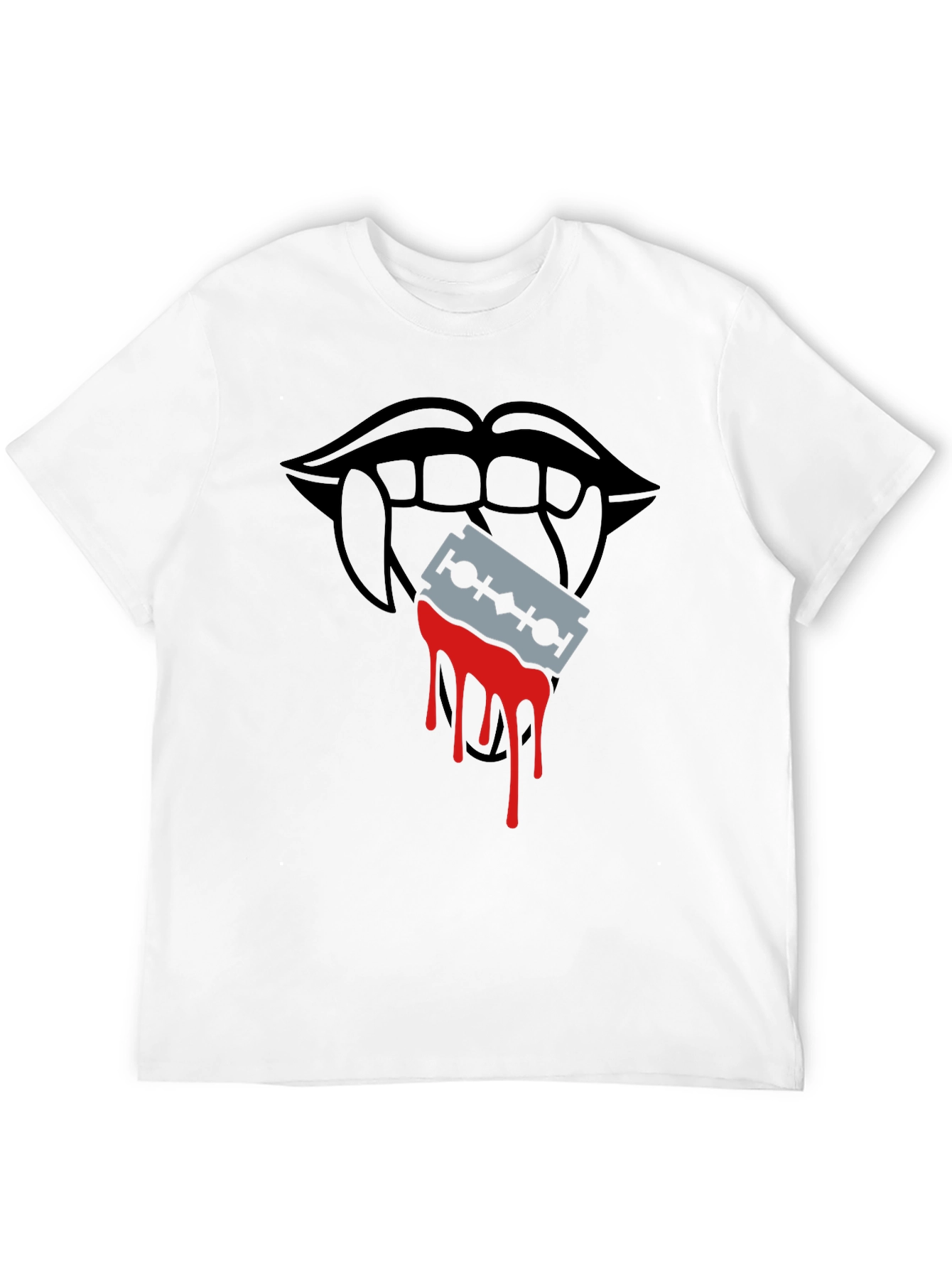 Edgy Vampire Lips Razor Blade Graphic Tee