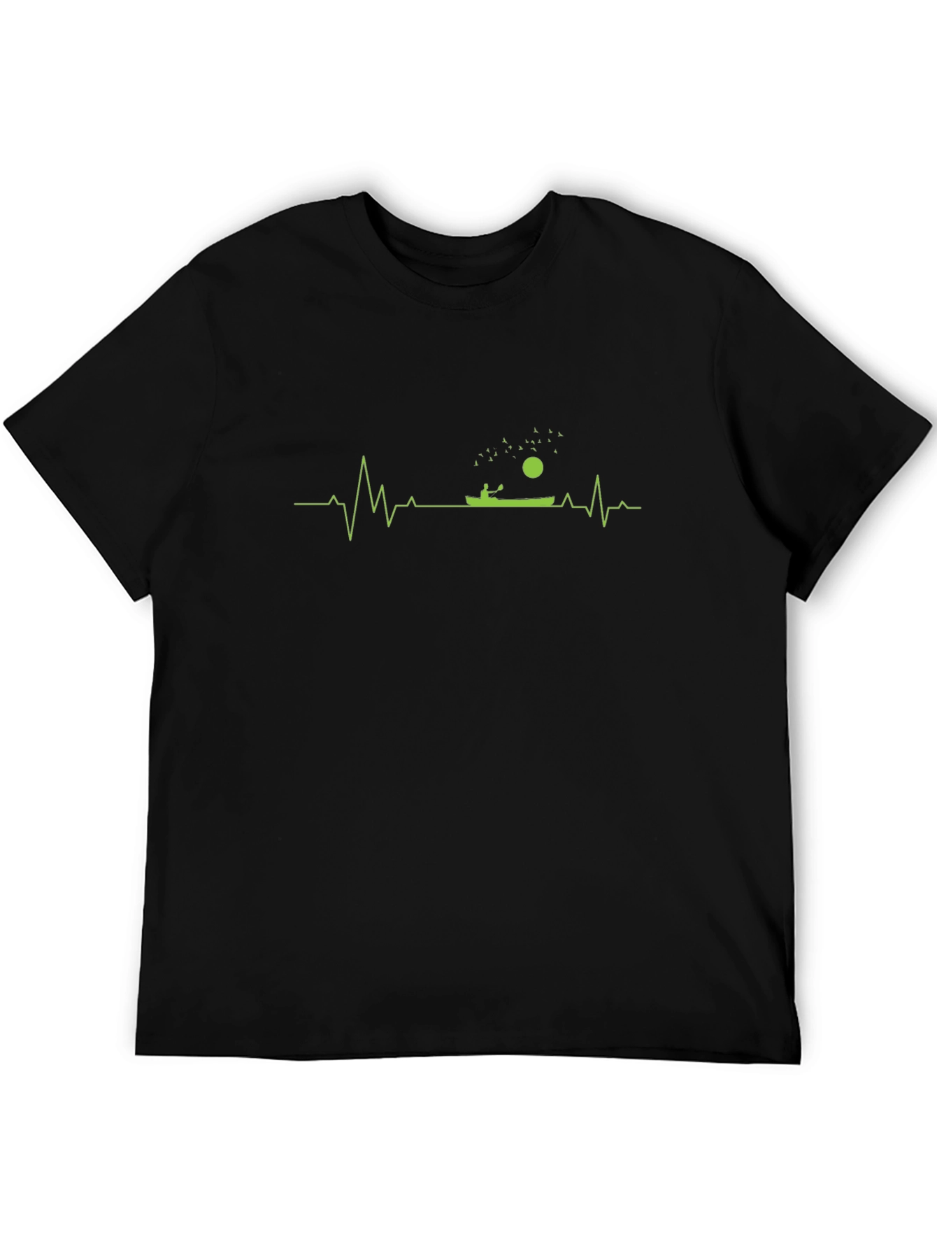Kayaking Heartbeat Graphic T-Shirt - Black