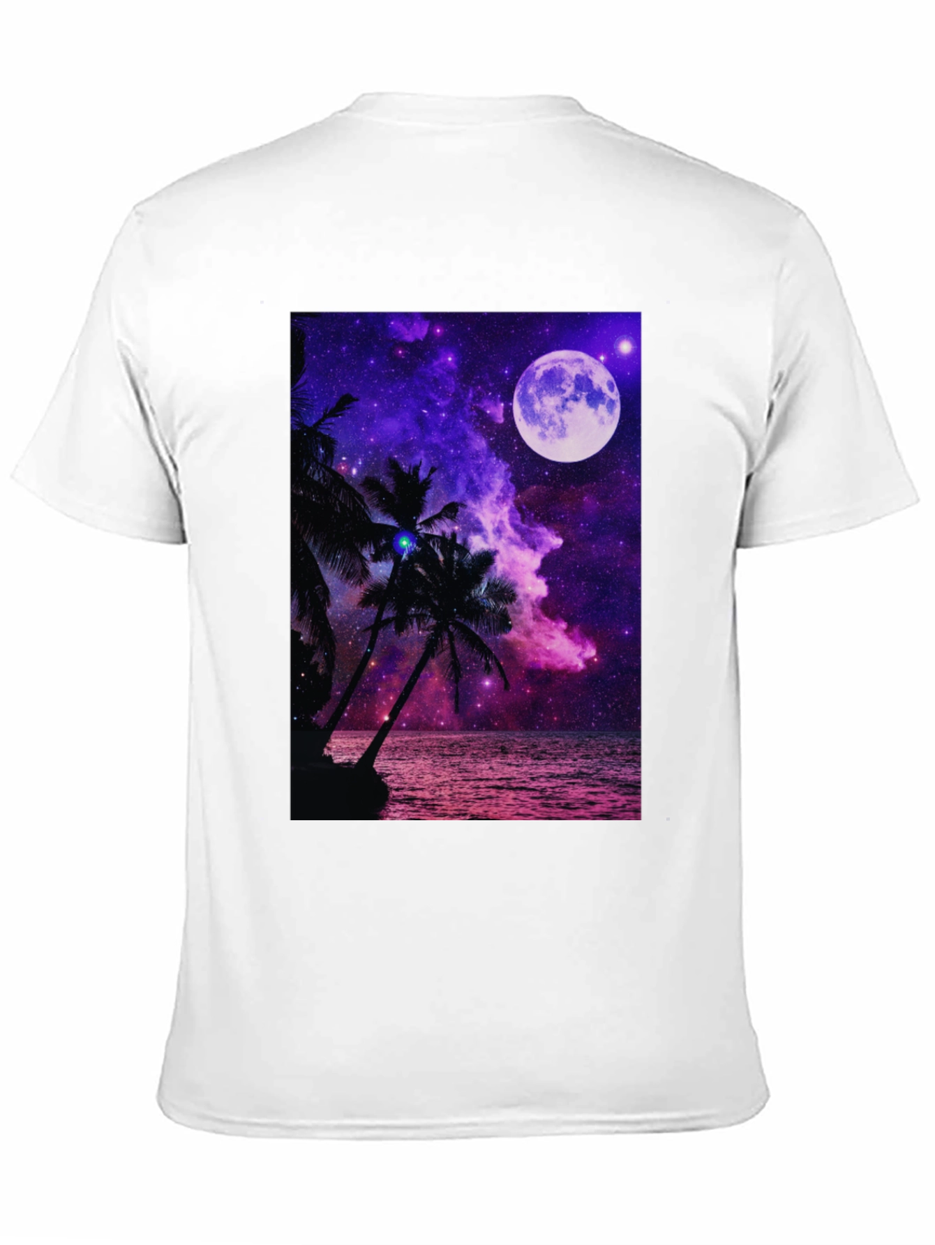 Galaxy Dream Tee - Moonlit Palm Tree Design