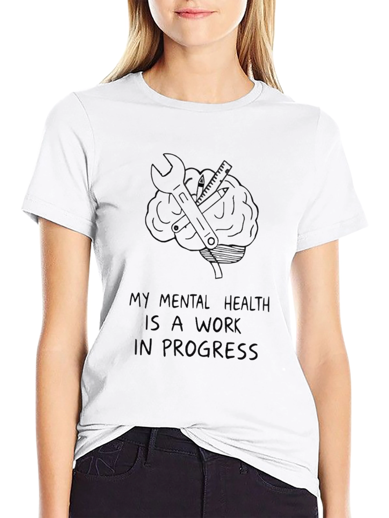My Mental Health Work In Progress Black T-Shirt