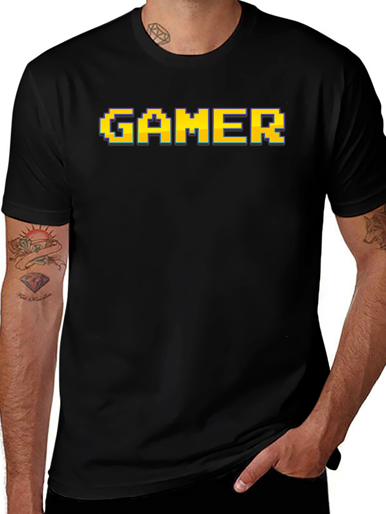 Retro Pixel Gamer T-Shirt - Black