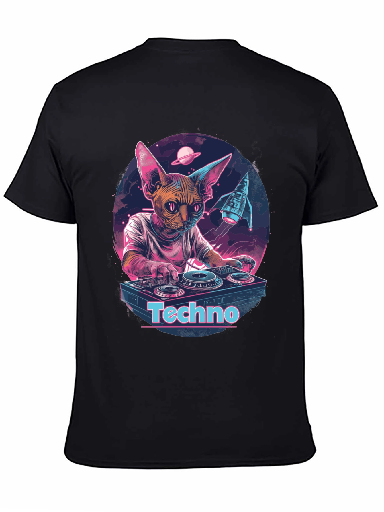 DJ Cat Sphynx Techno Music T-Shirt