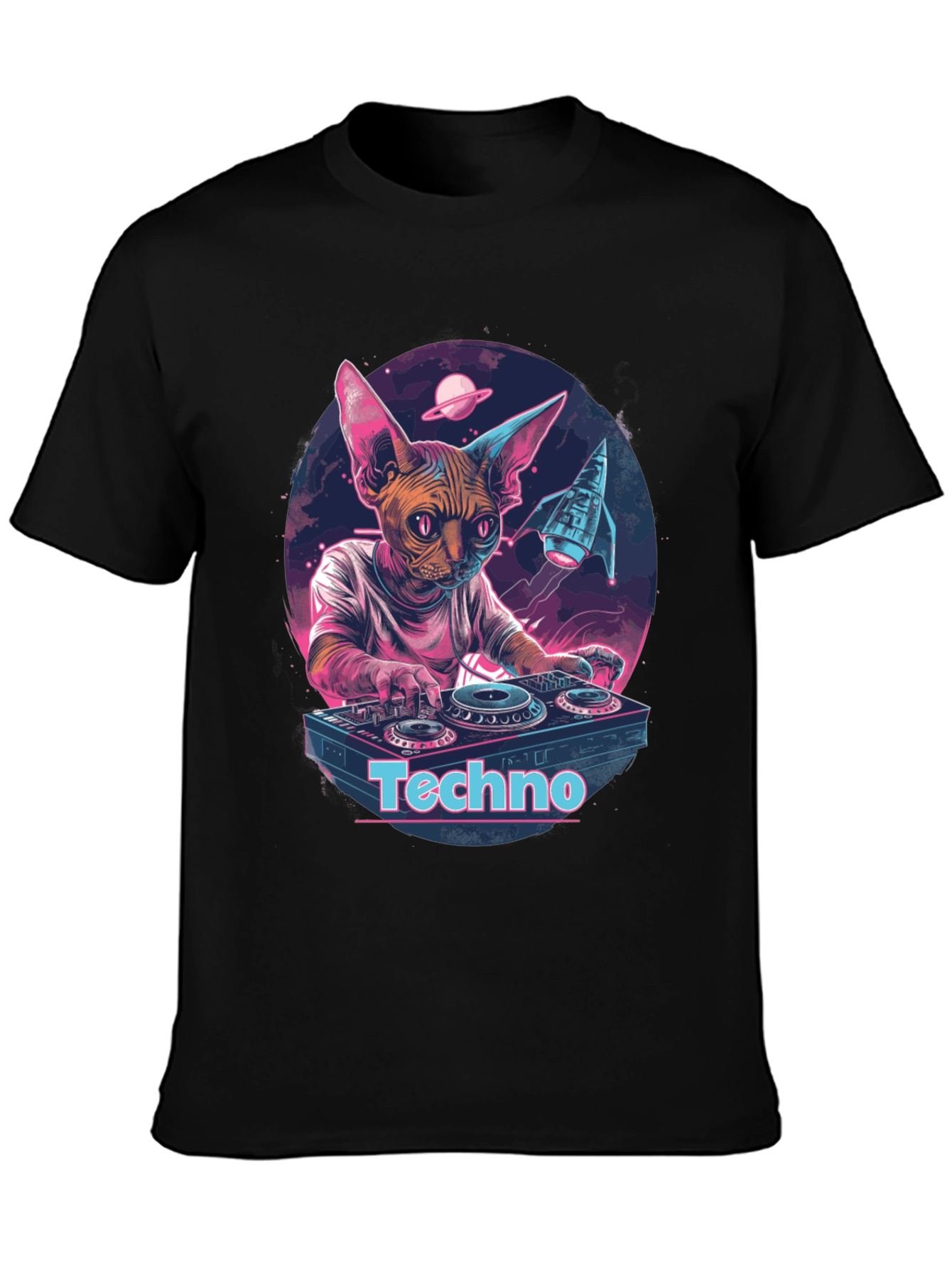 DJ Cat Sphynx Techno Music T-Shirt