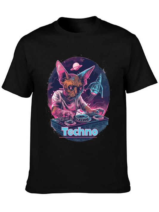 DJ Cat Sphynx Techno Music T-Shirt