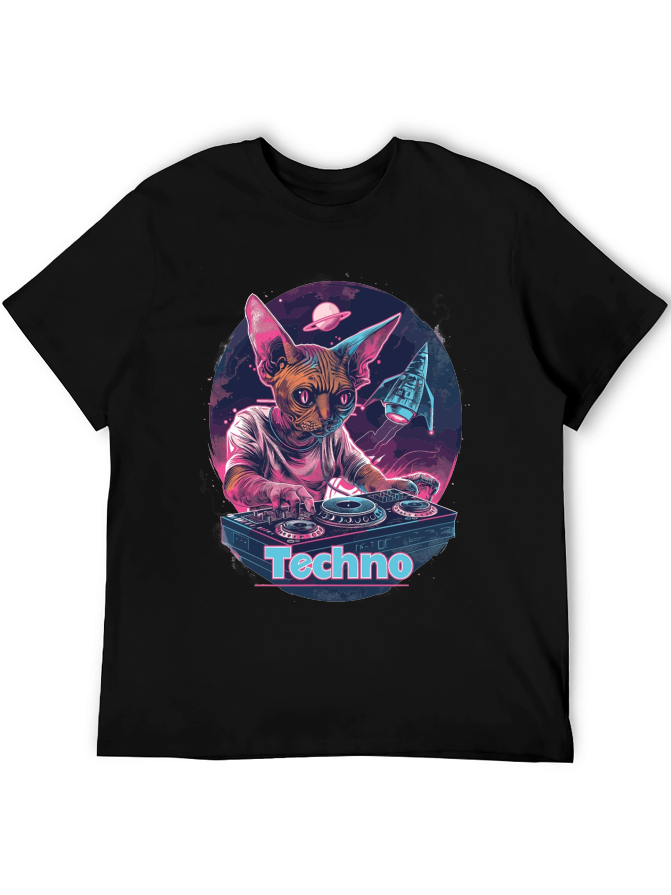 DJ Cat Sphynx Techno Music T-Shirt