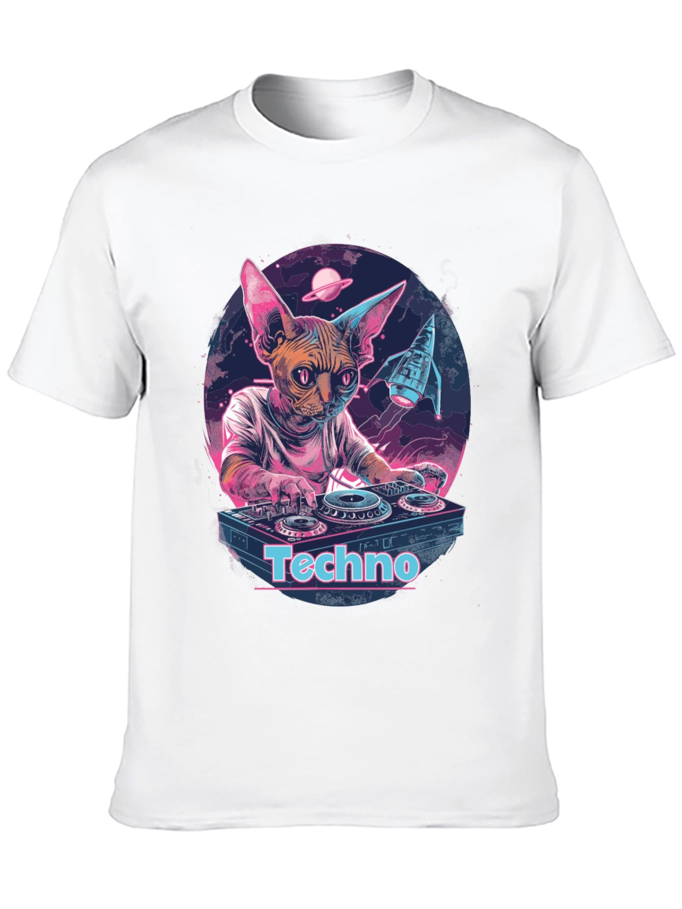 DJ Cat Sphynx Techno Music T-Shirt