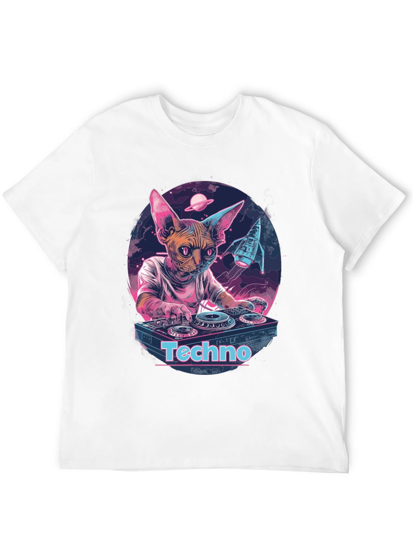 DJ Cat Sphynx Techno Music T-Shirt