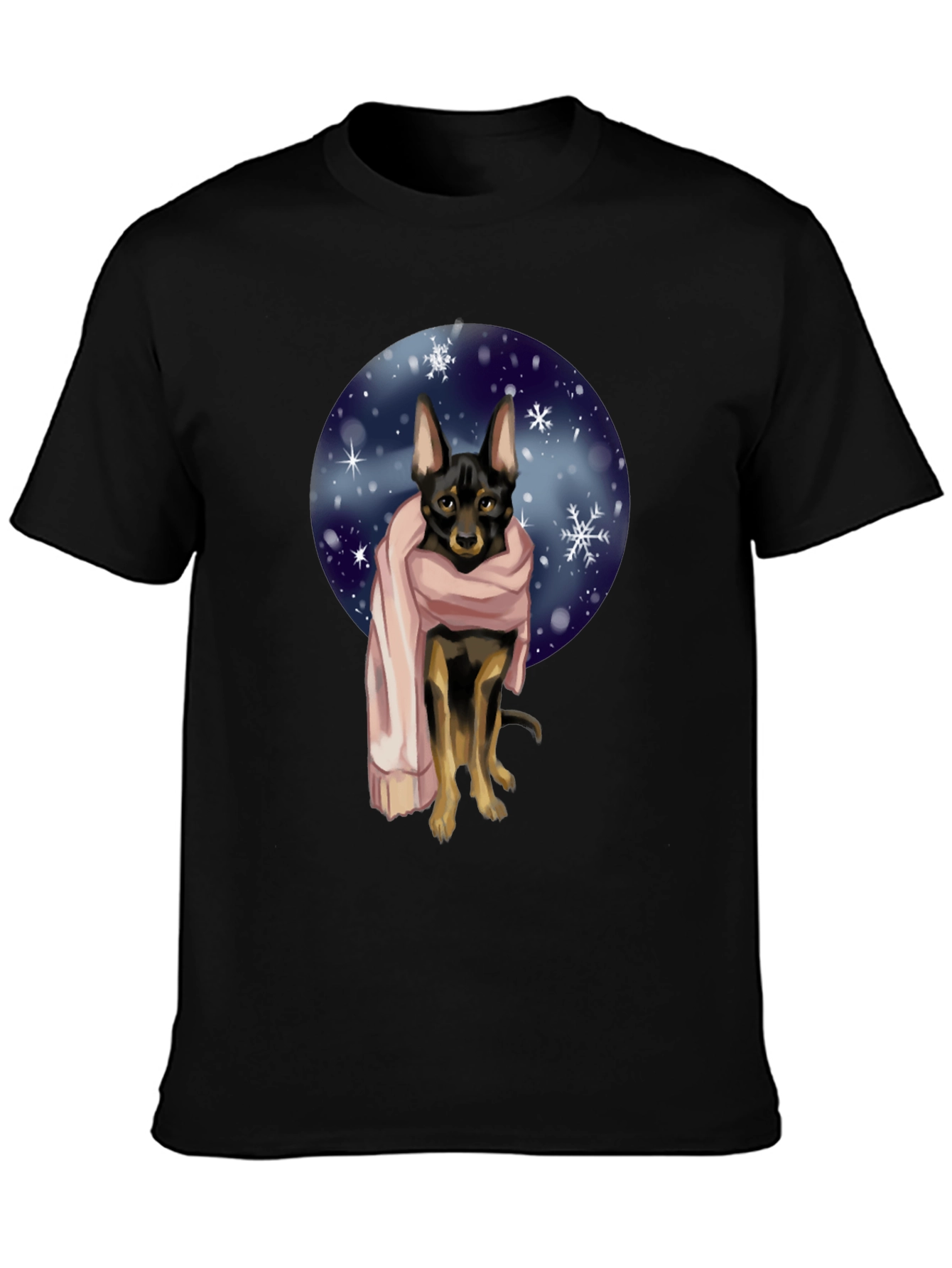 Dog in Scarf Graphic Tee - Winter Style