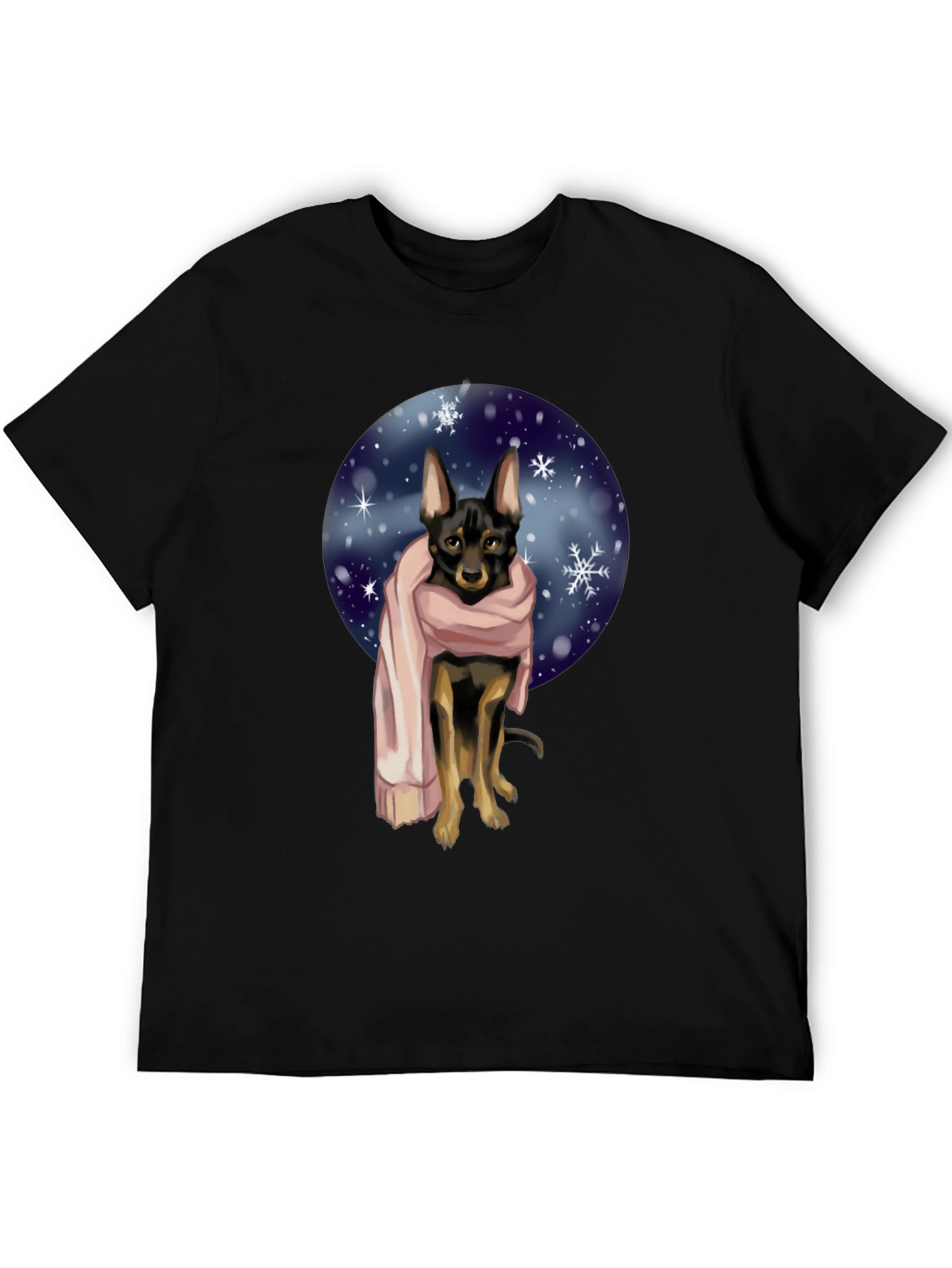 Dog in Scarf Graphic Tee - Winter Style
