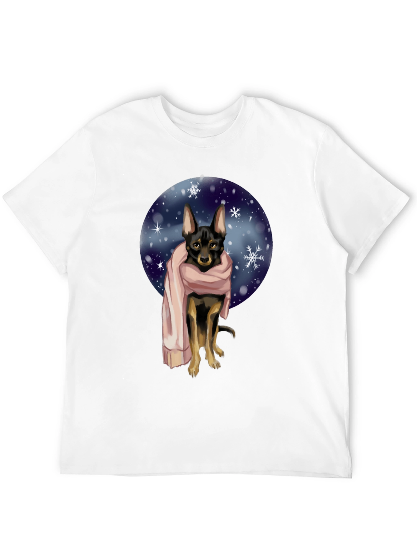 Dog in Scarf Graphic Tee - Winter Style
