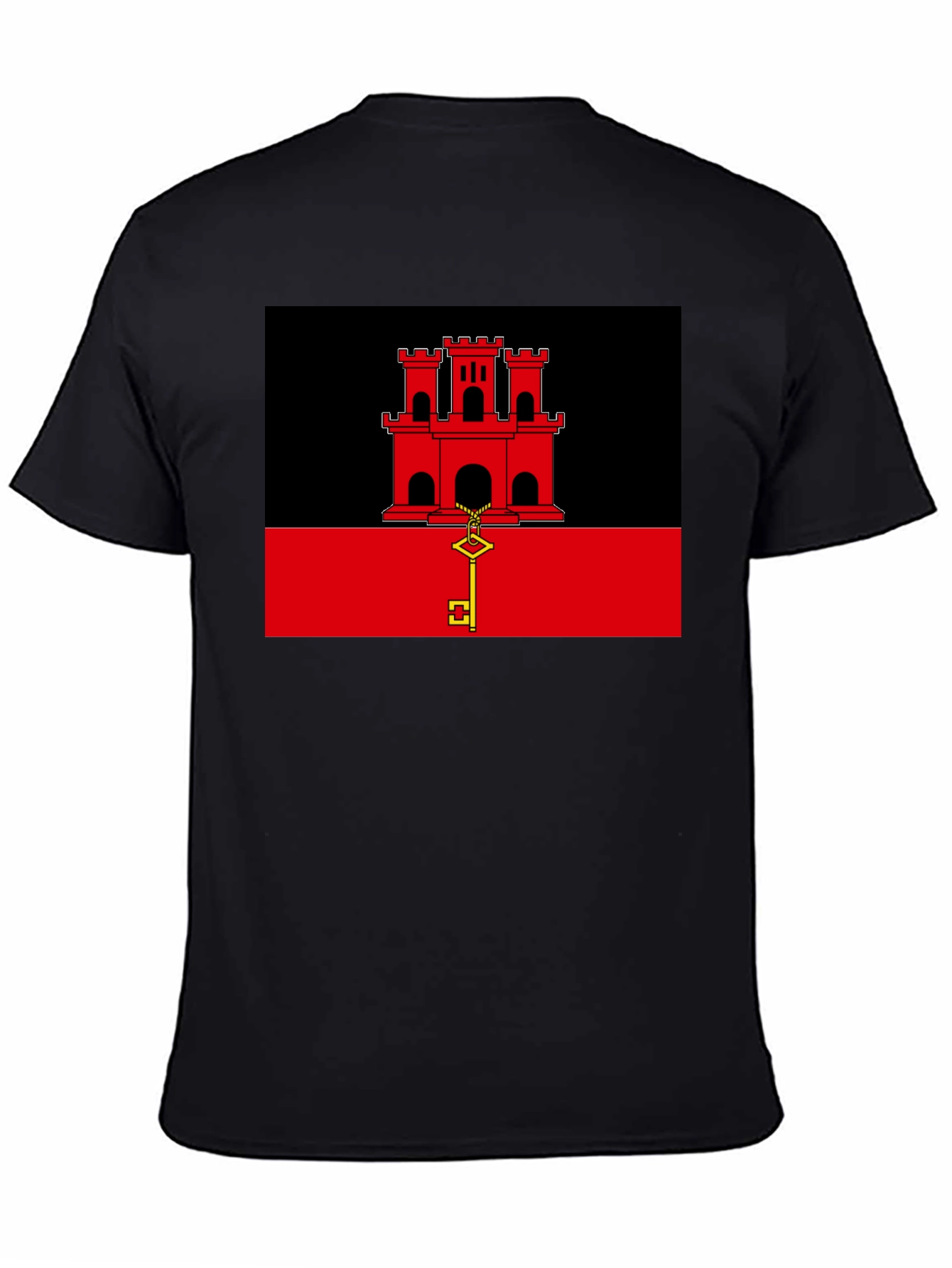 Gibraltar Flag T-Shirt - Black Crew Neck Tee