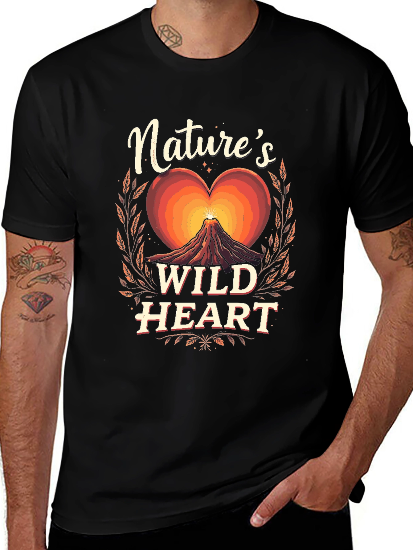 Natures Wild Heart Graphic Tee - Black