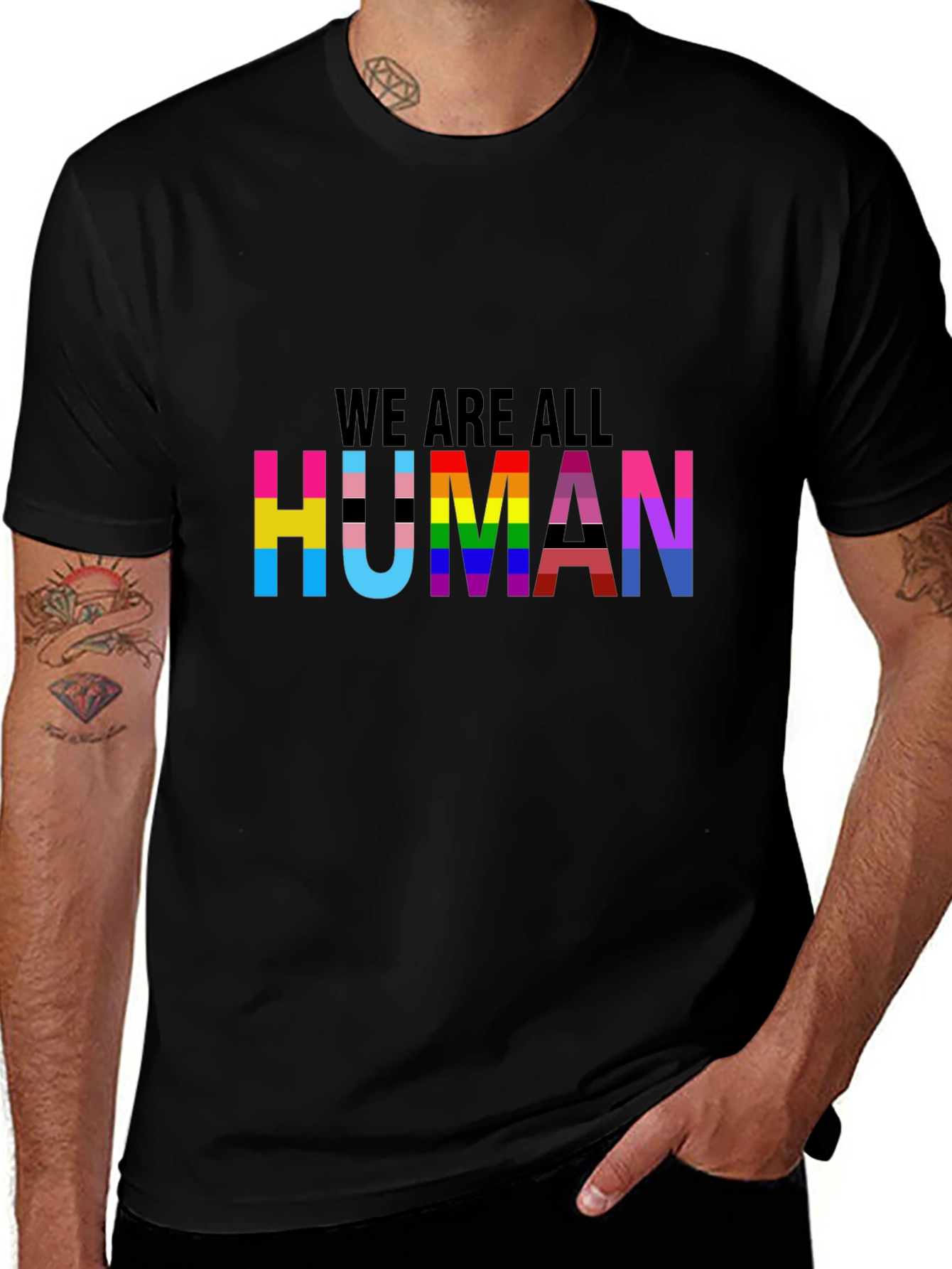 LGBTQ+ Pride We Are All Human Graphic T-Shirt