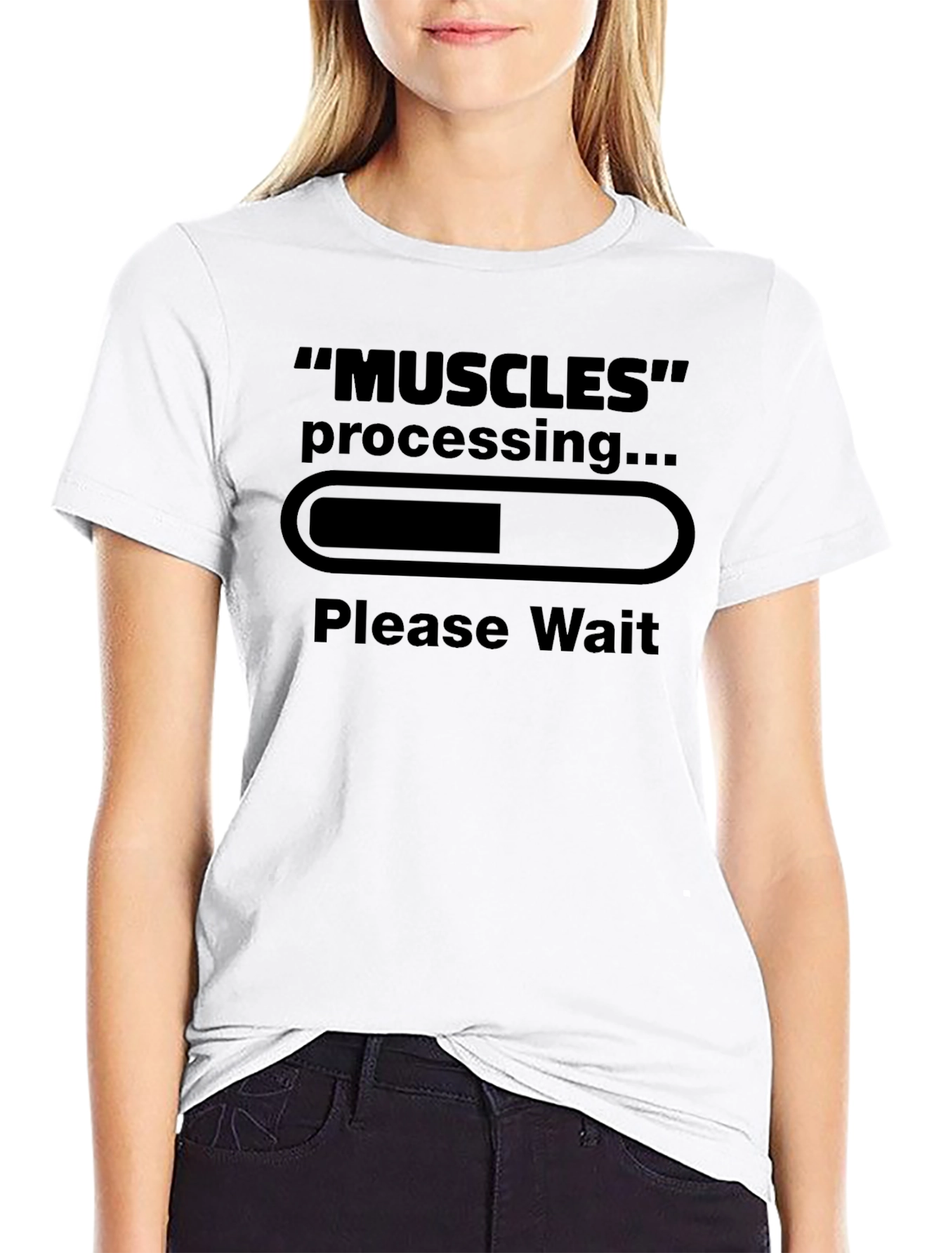 Muscles Processing Graphic Print Black T-Shirt