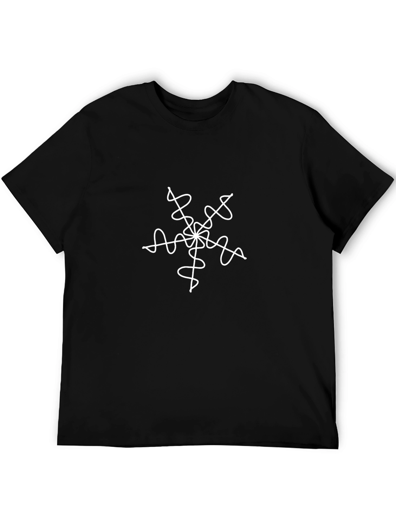 Mens Black T-Shirt with White Abstract Design