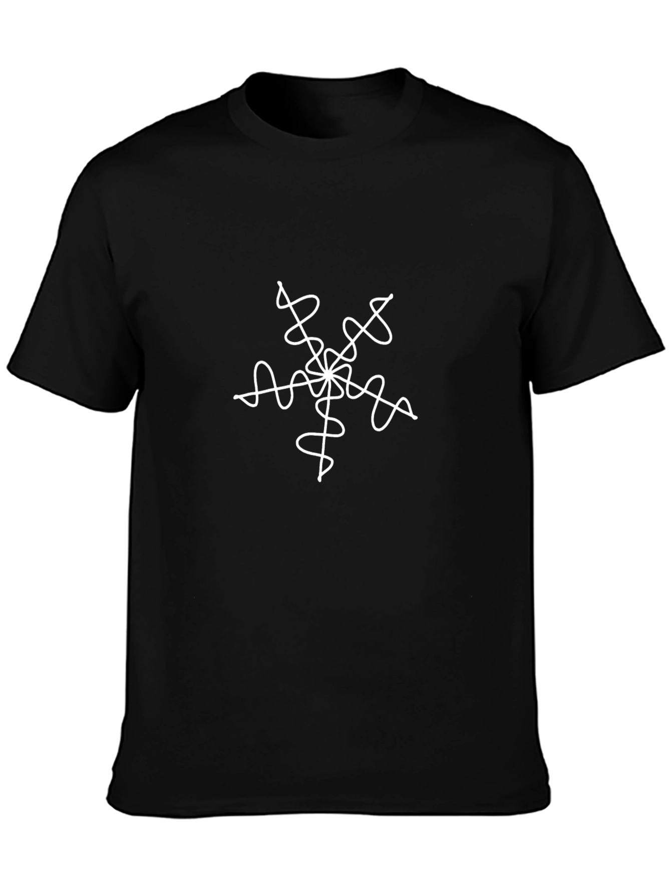 Mens Black T-Shirt with White Abstract Design
