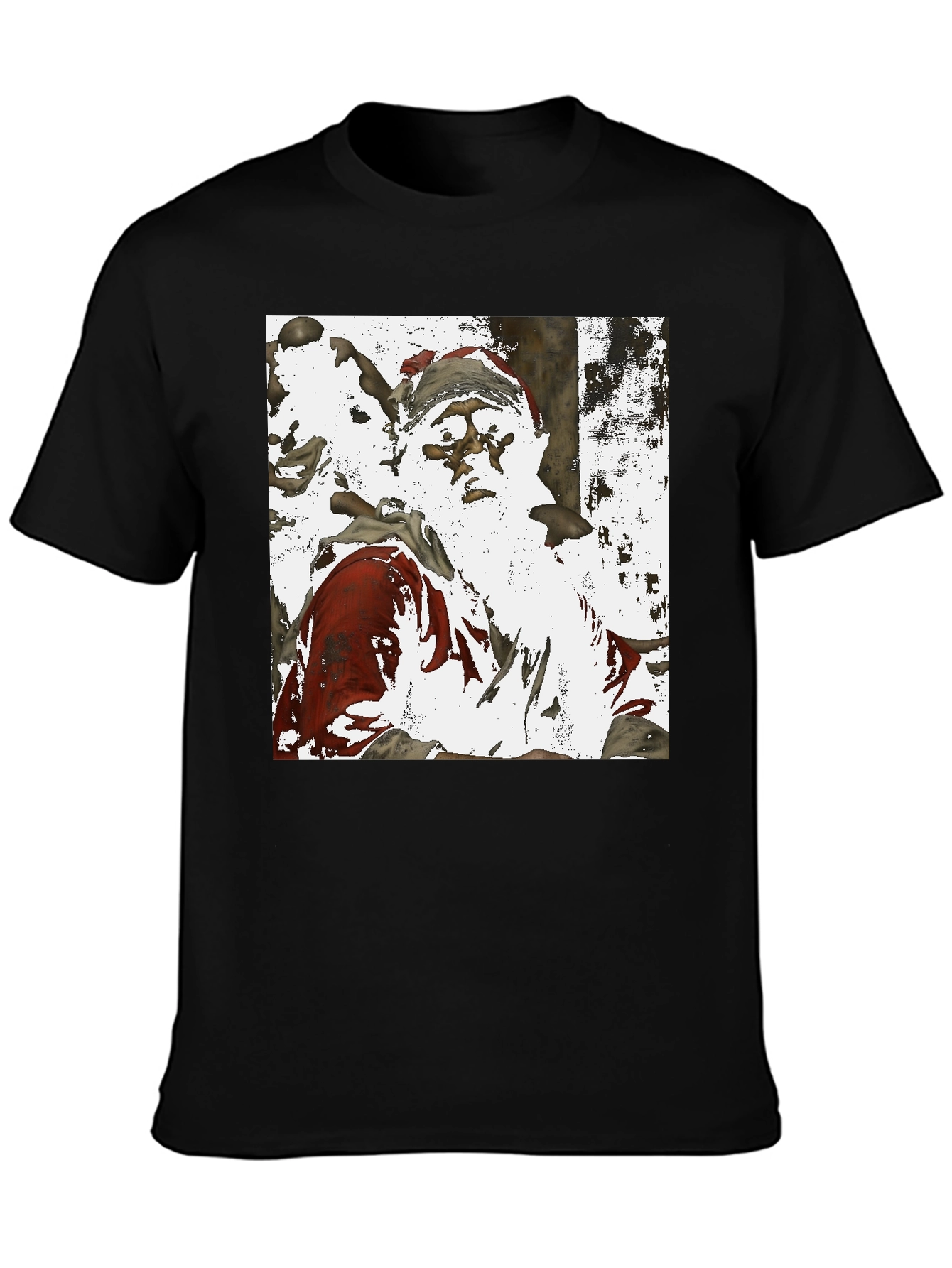 Santa Claus Printed Black T-Shirt