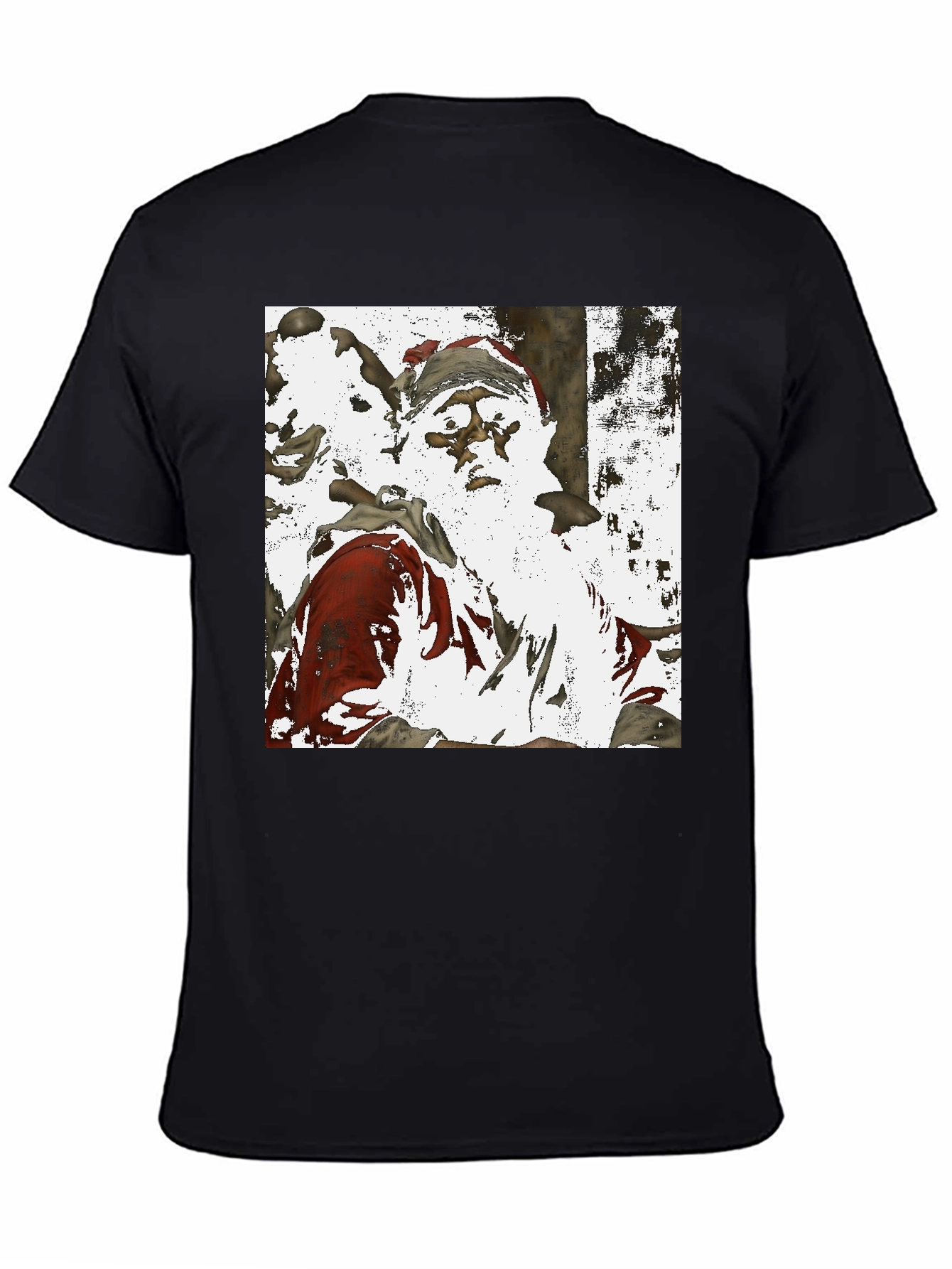 Santa Claus Printed Black T-Shirt