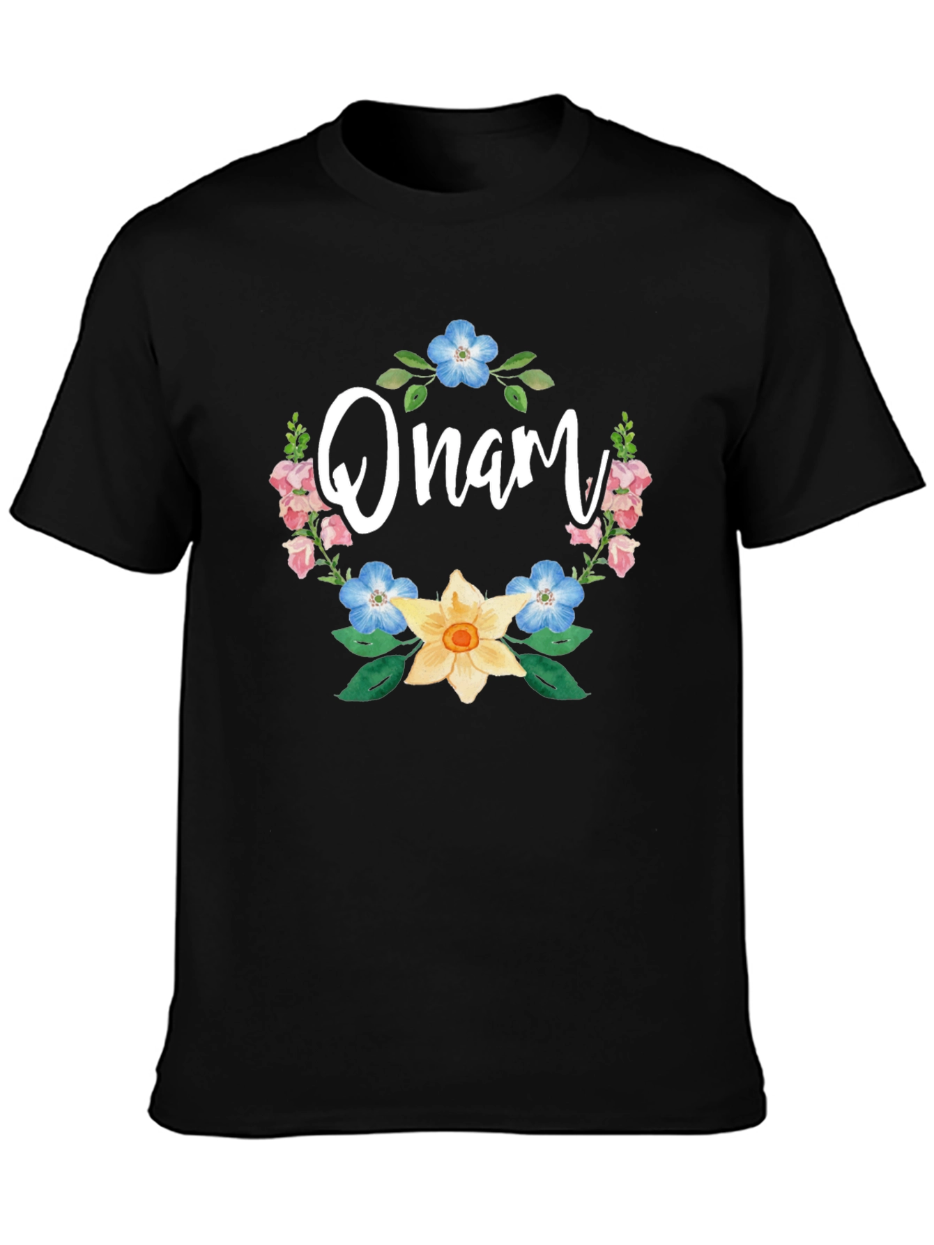 Floral Onam T-Shirt - Festive Celebration Style