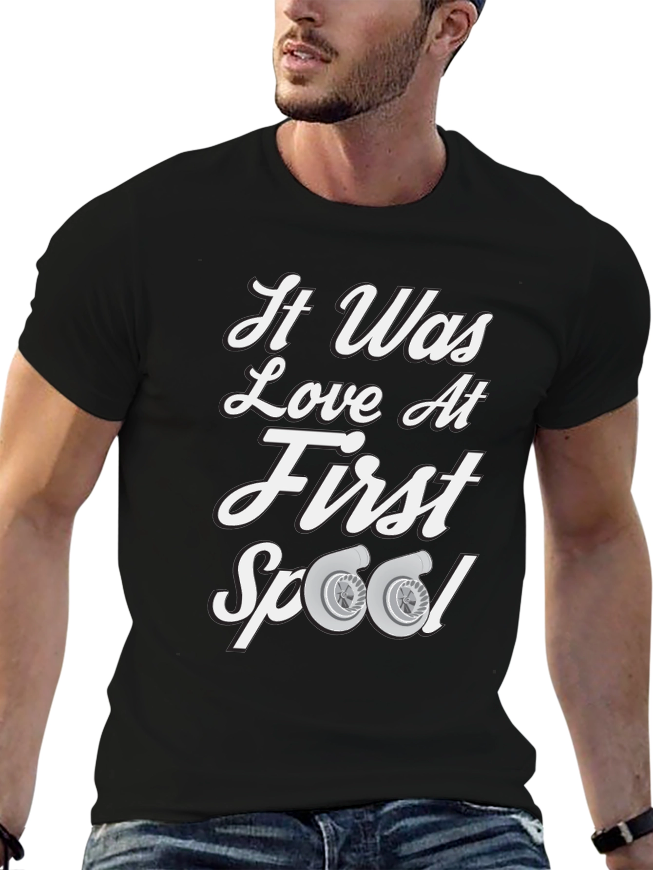 Love at First Spool Black Graphic T-Shirt