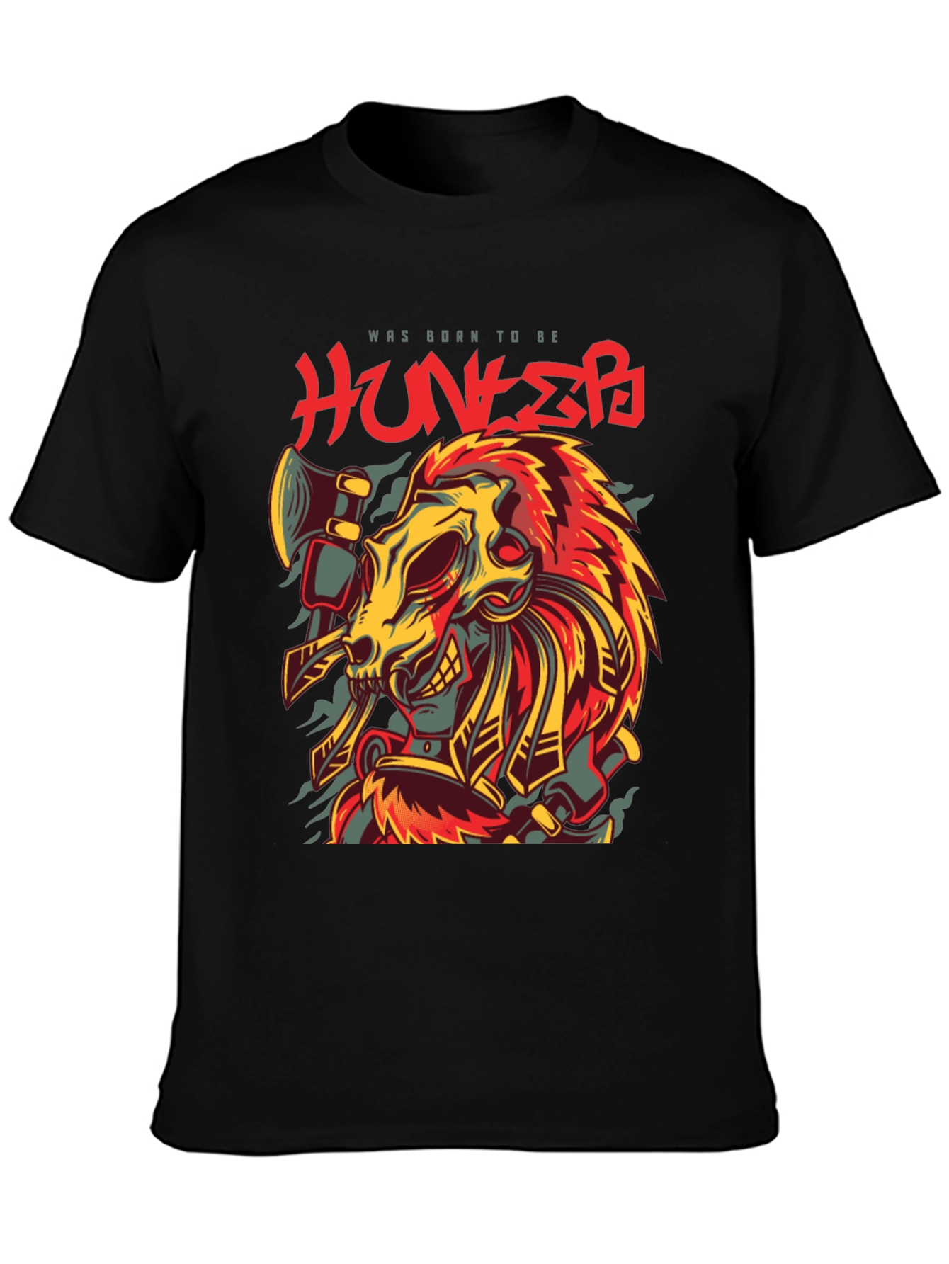 Born Hunter Graphic Tee - Unique Skull Design