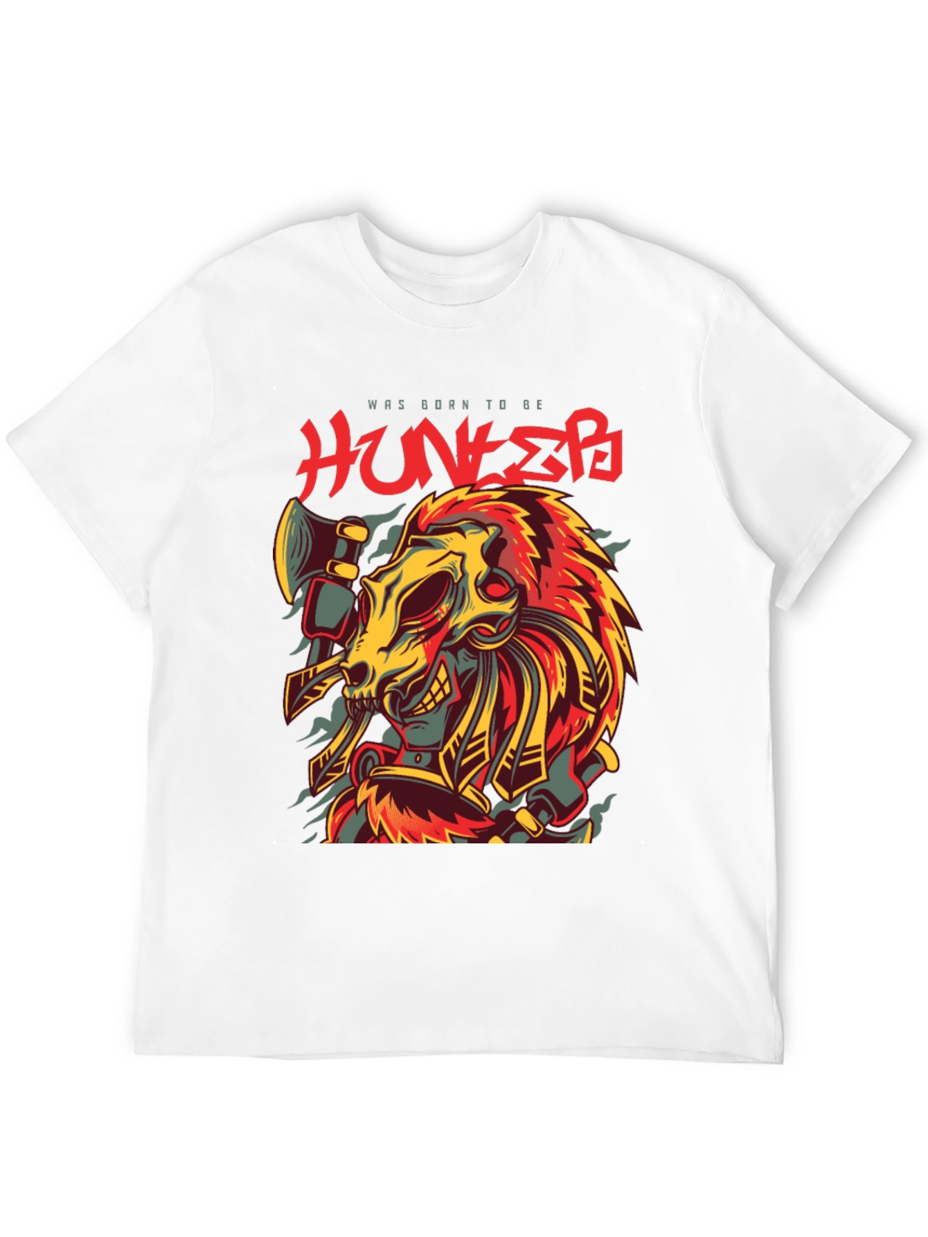 Born Hunter Graphic Tee - Unique Skull Design