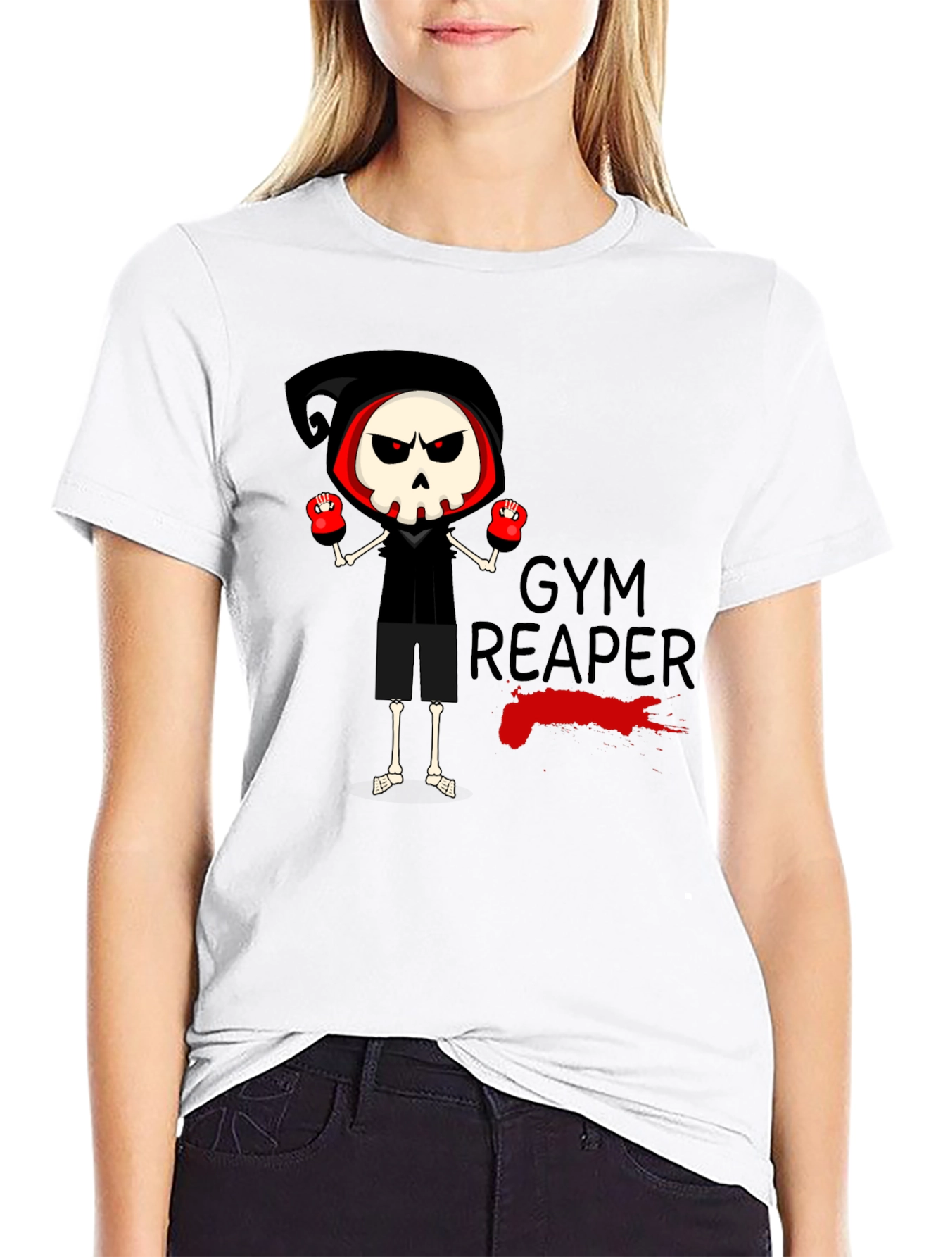 Gym Reaper Graphic Tee - Skeleton Boxer Design